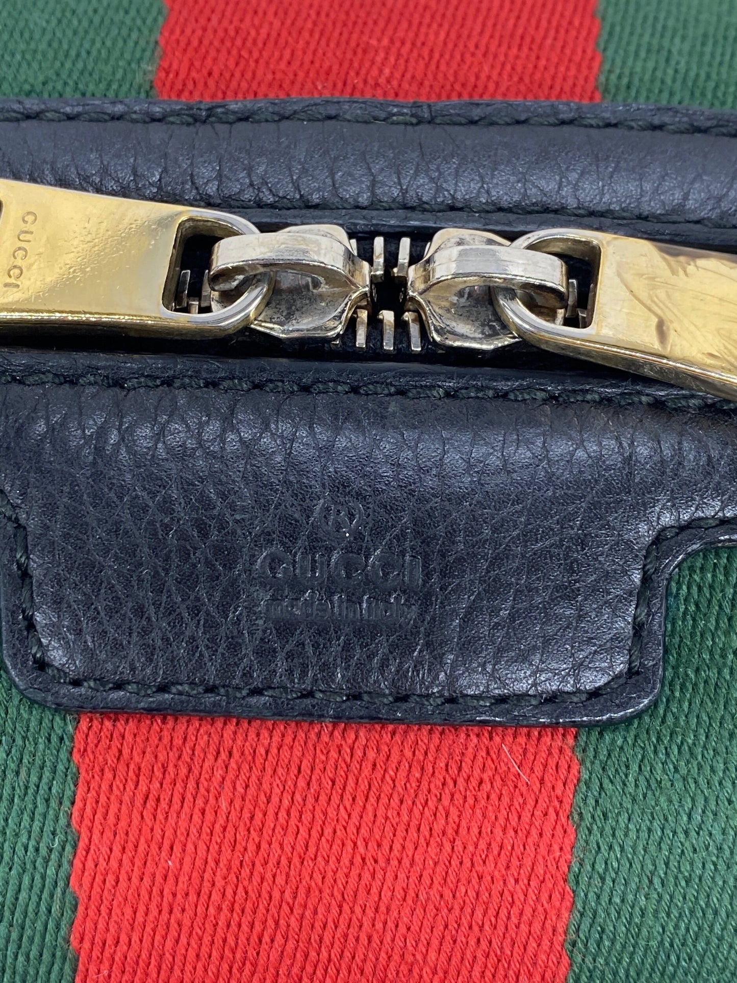 GUCCI Black Leather Vintage Web Small Boston with Removable Strap
