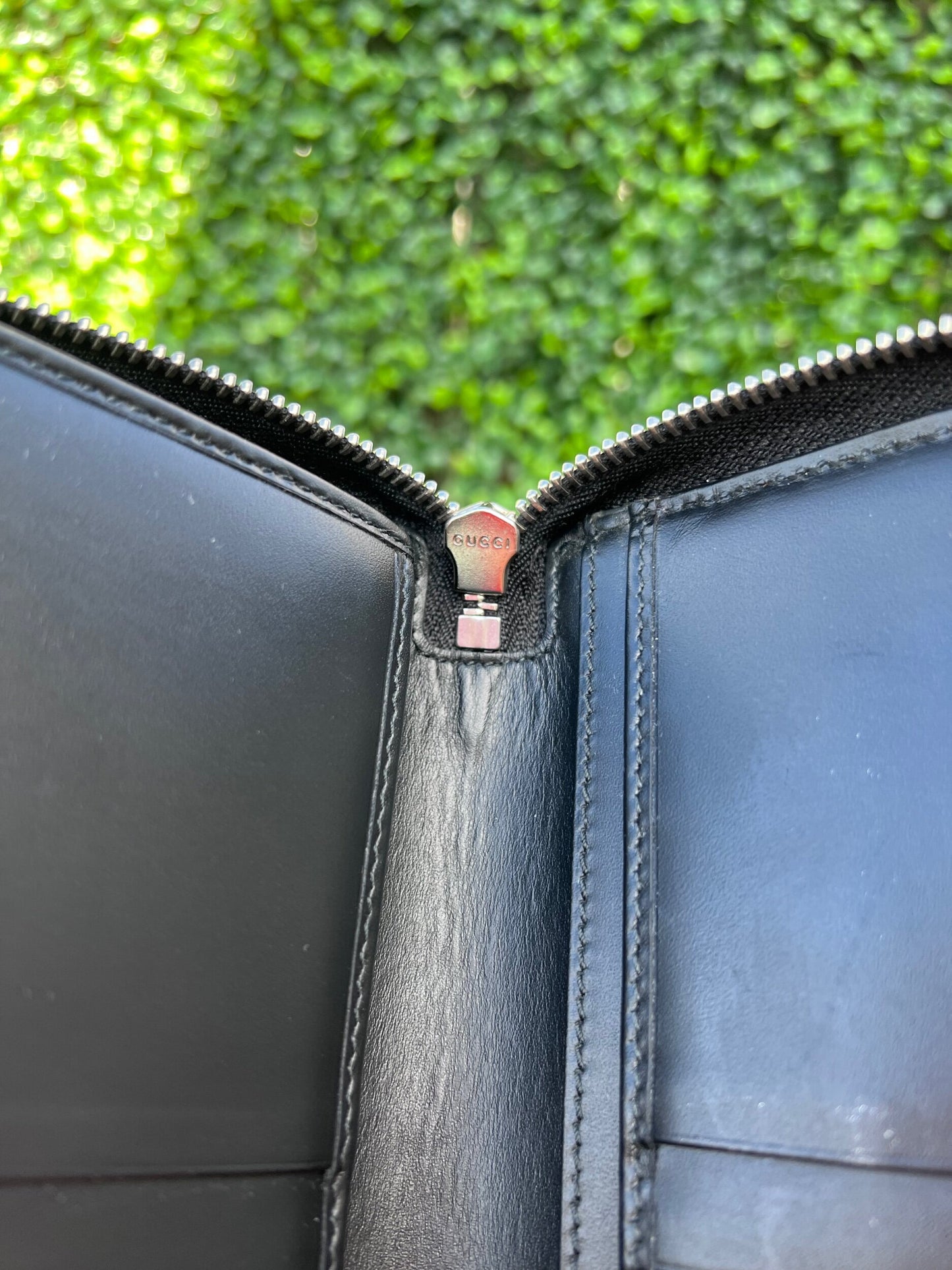 GG Web Zip Around Organizer Wallet Ssima Leather Black