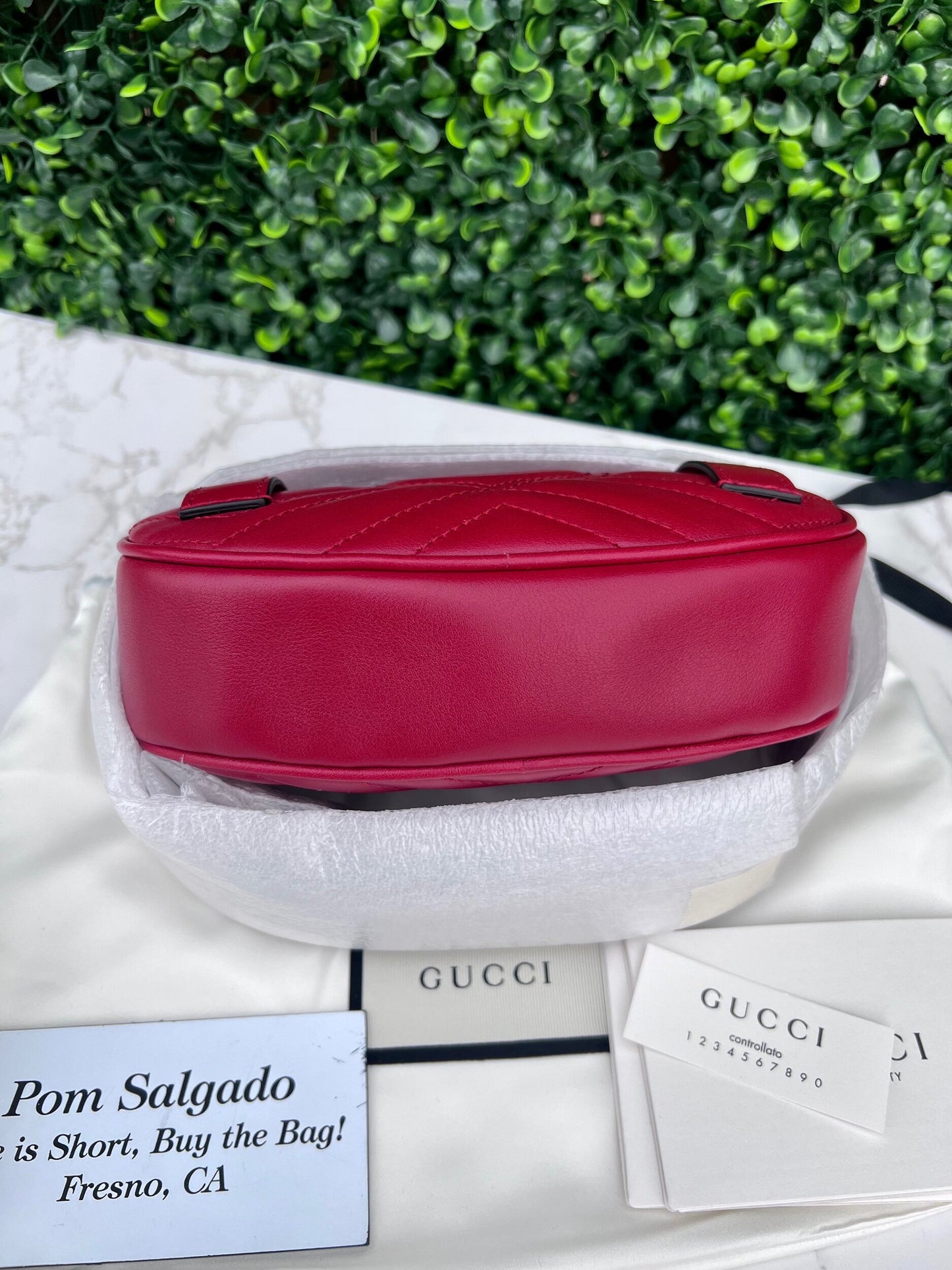 Calfskin Matelasse GG Marmont Belt Bag 85 34 Hibiscus Red