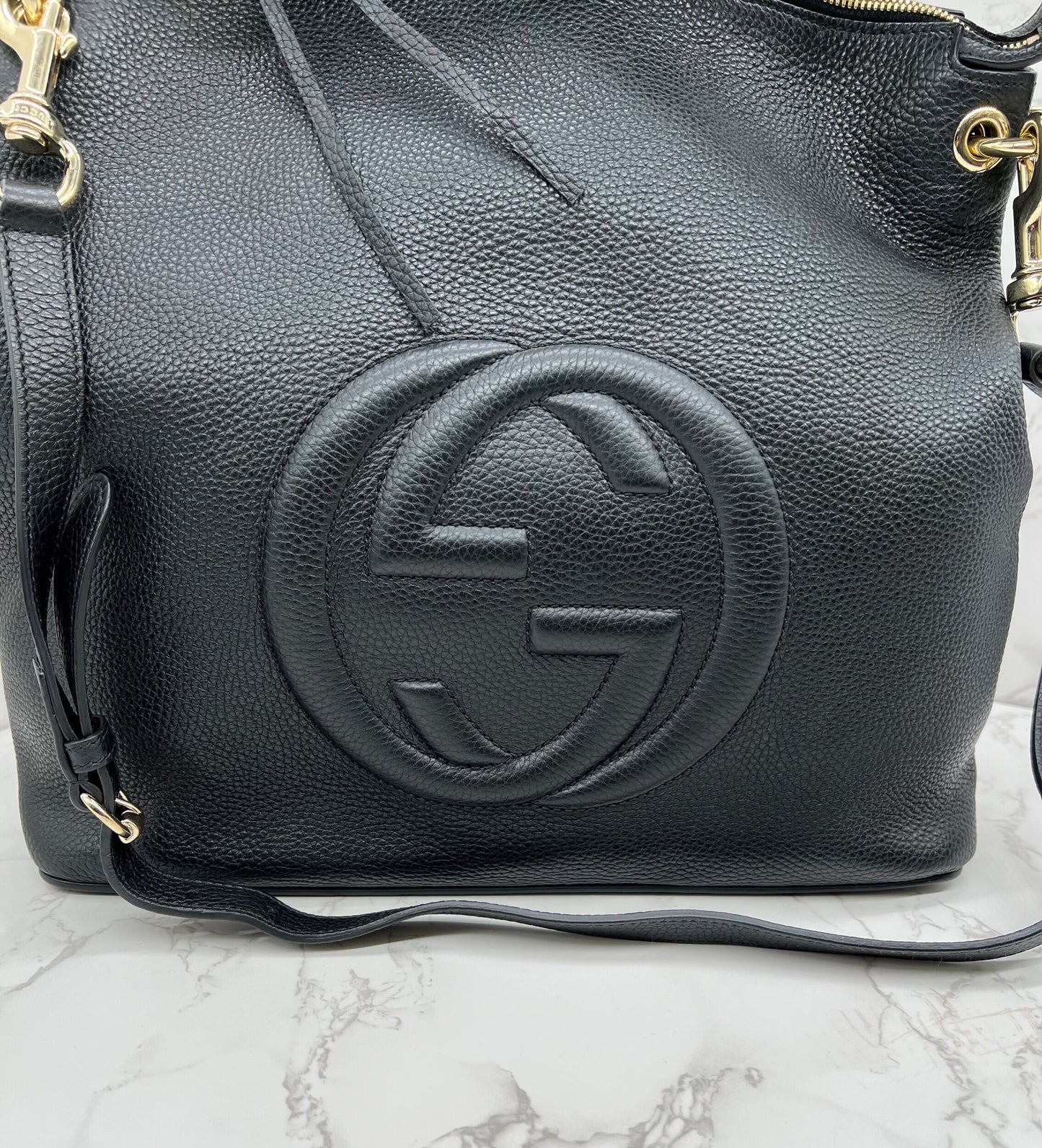GG Pebbled Leather Soho Hobo Bag Red