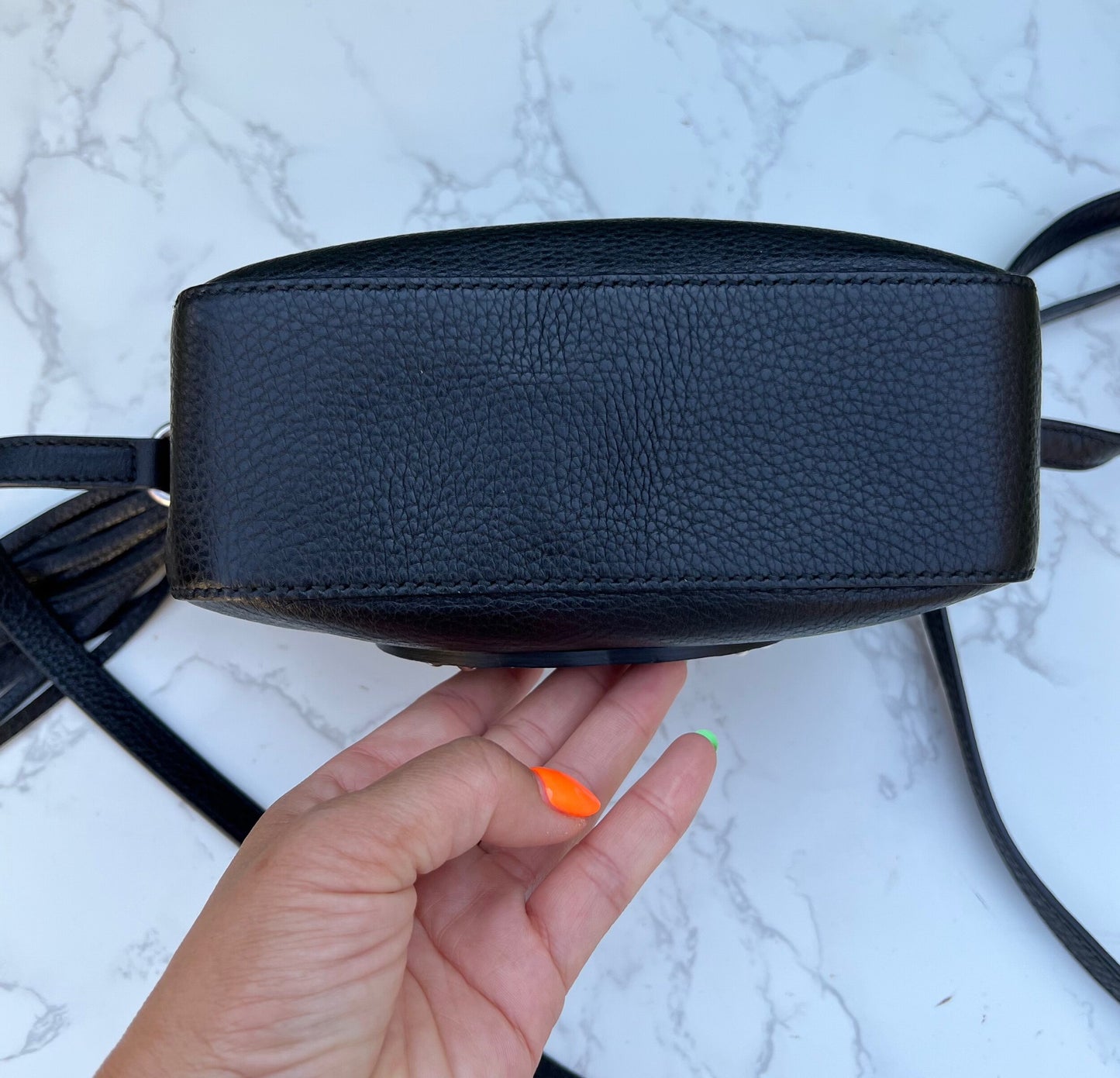 GG Black Pebbled Leather Studded Soho Disco Bag