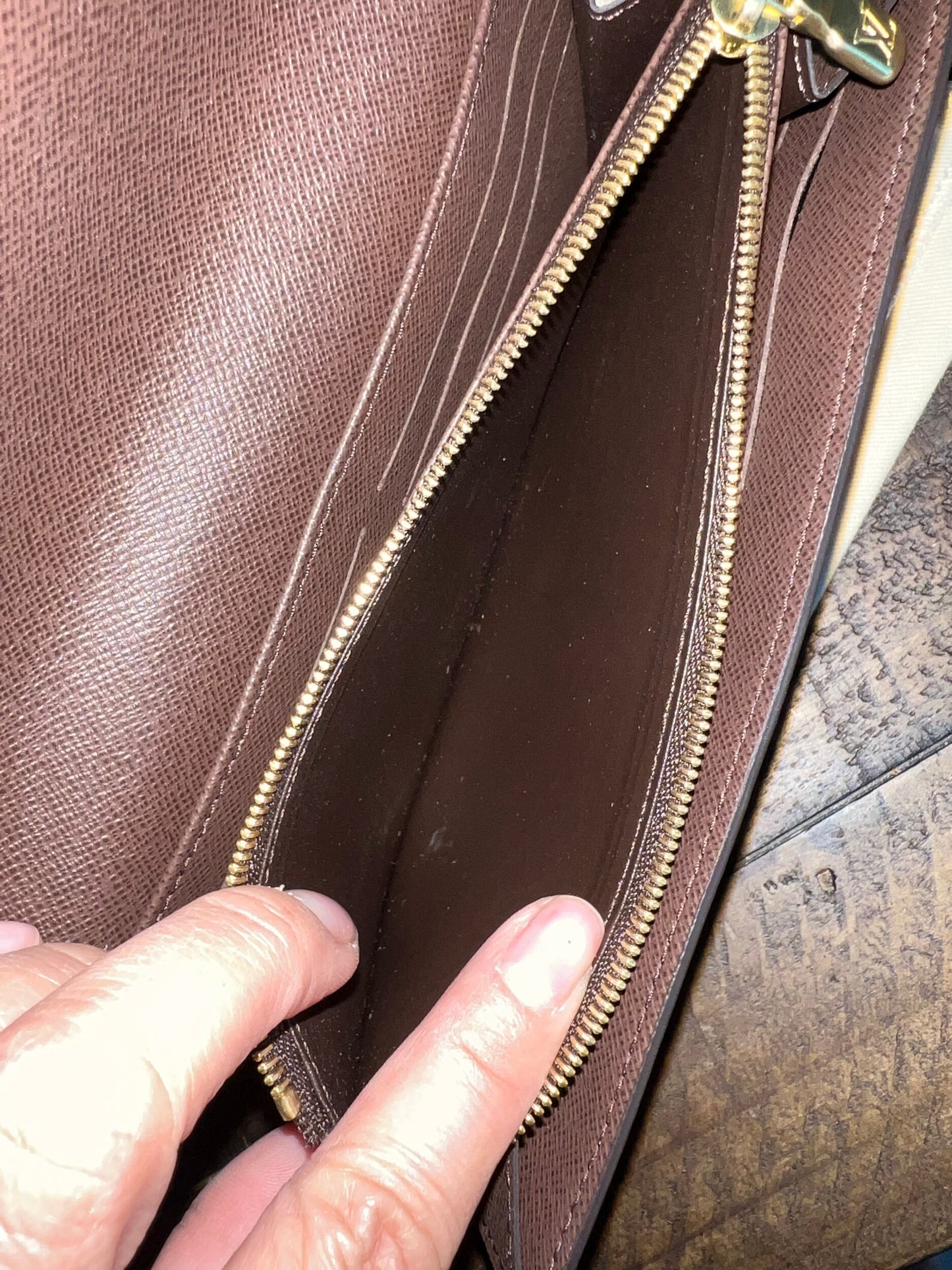 Sarah Wallet Damier Ebene Canvas