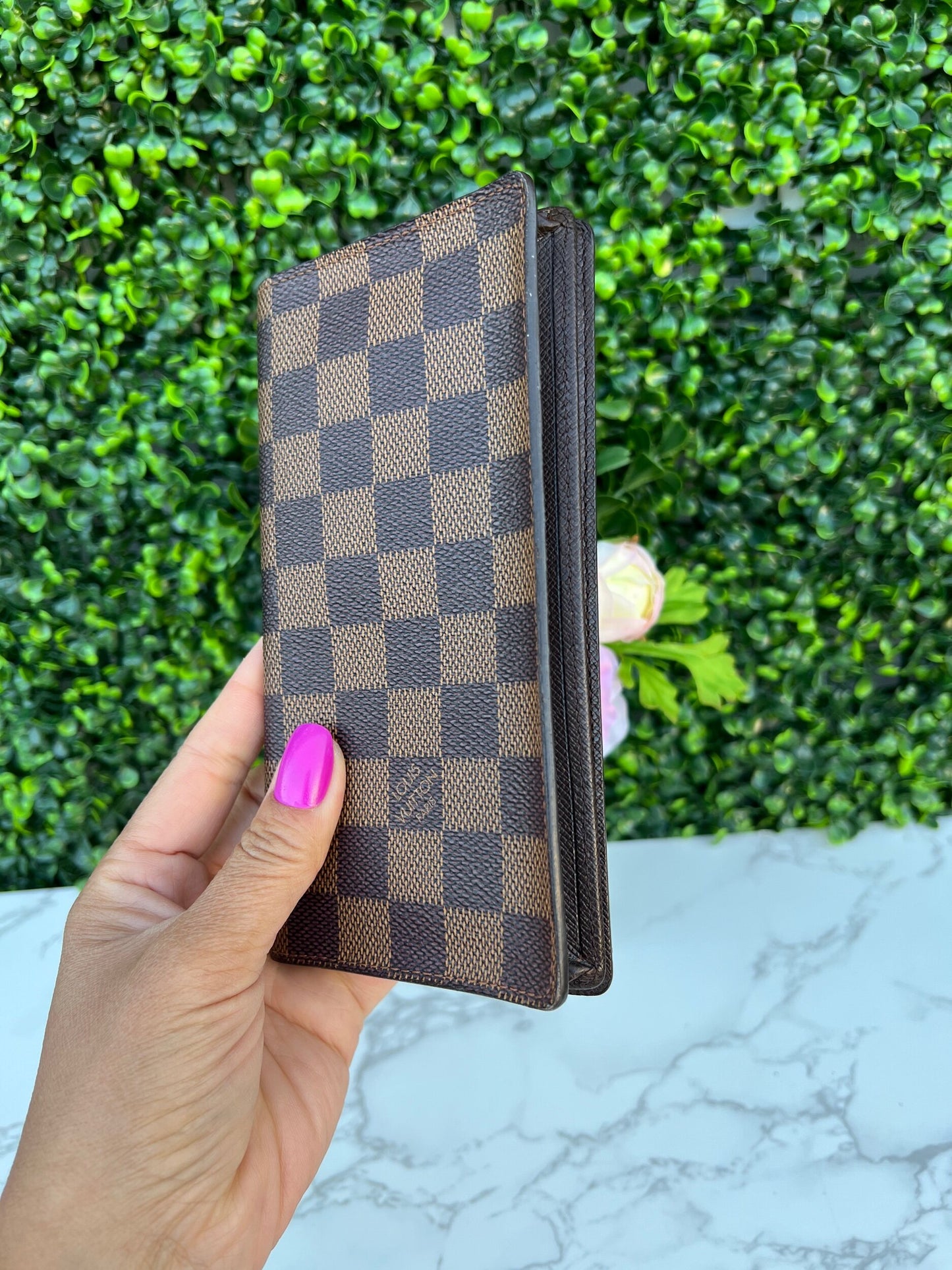 Damier Ebene Checkbook Credit Card and Currency Wallet