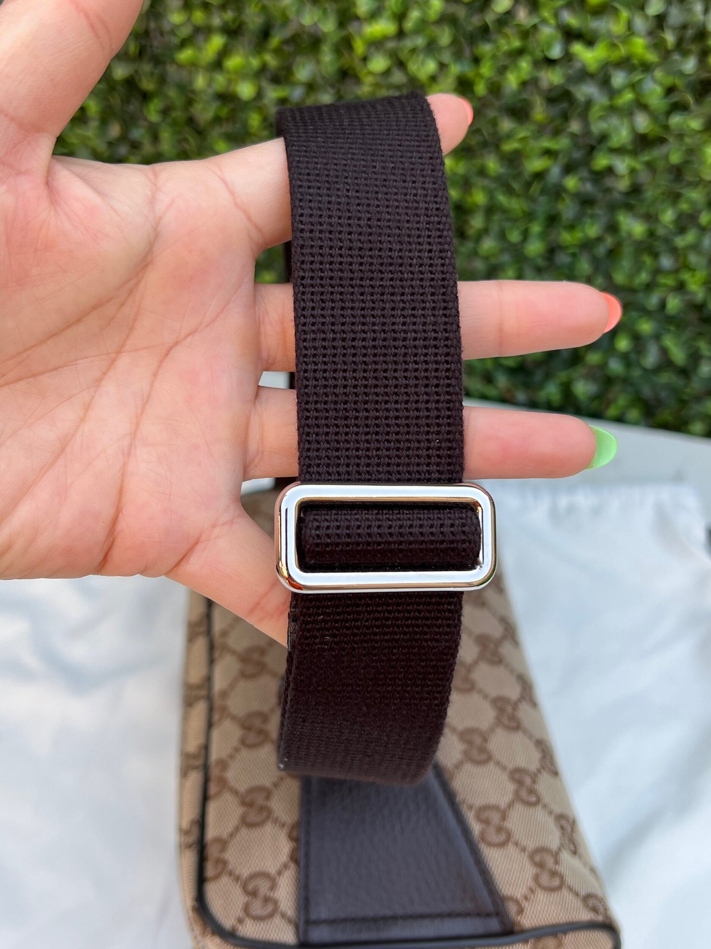 Authentic Preowned Gucci Canvas Monogram Belt Bag Dark Brown