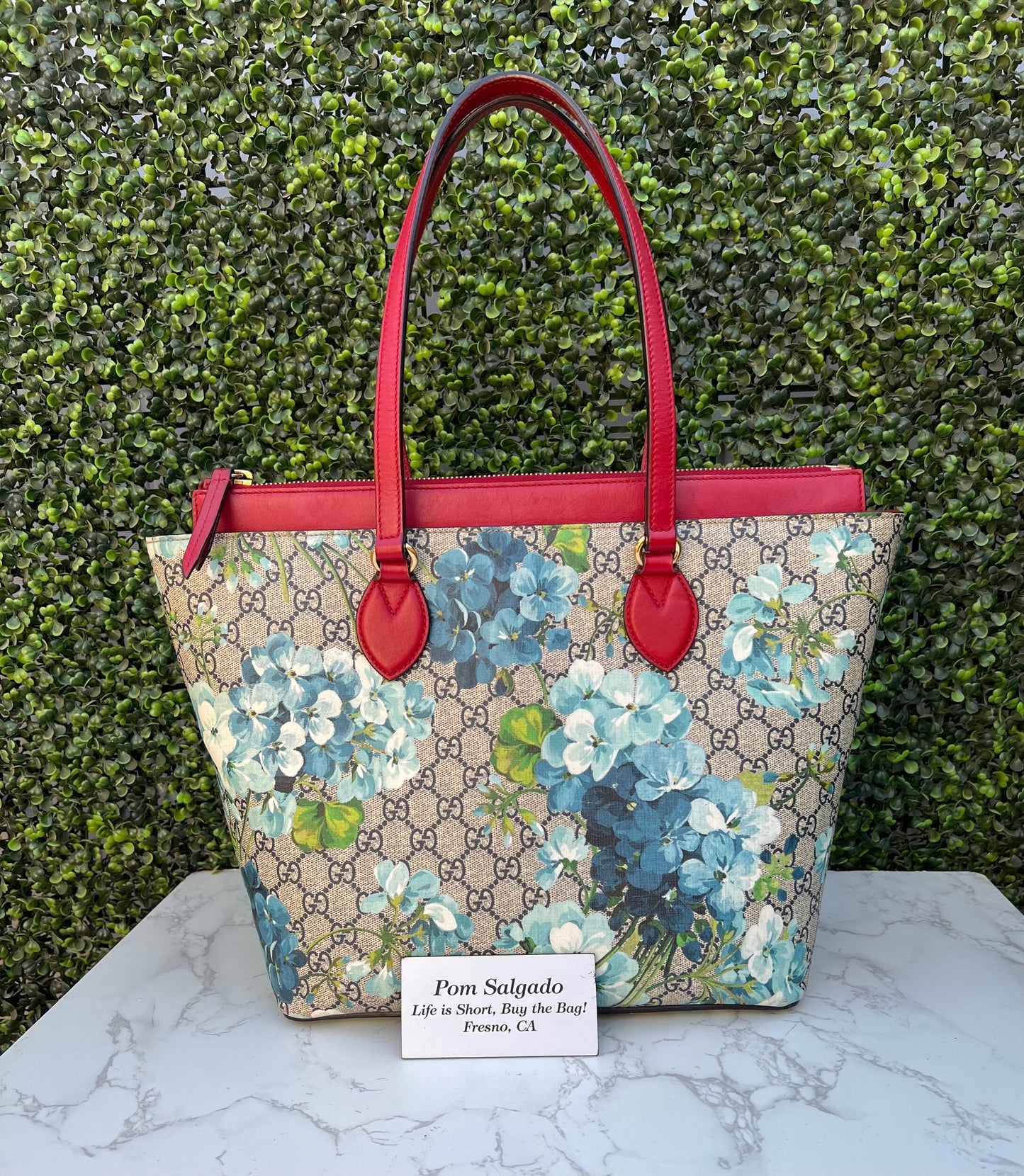 Authentic Preowned Gucci GG Supreme Coated Canvas Multicolor Blue Blooms Tote Bag