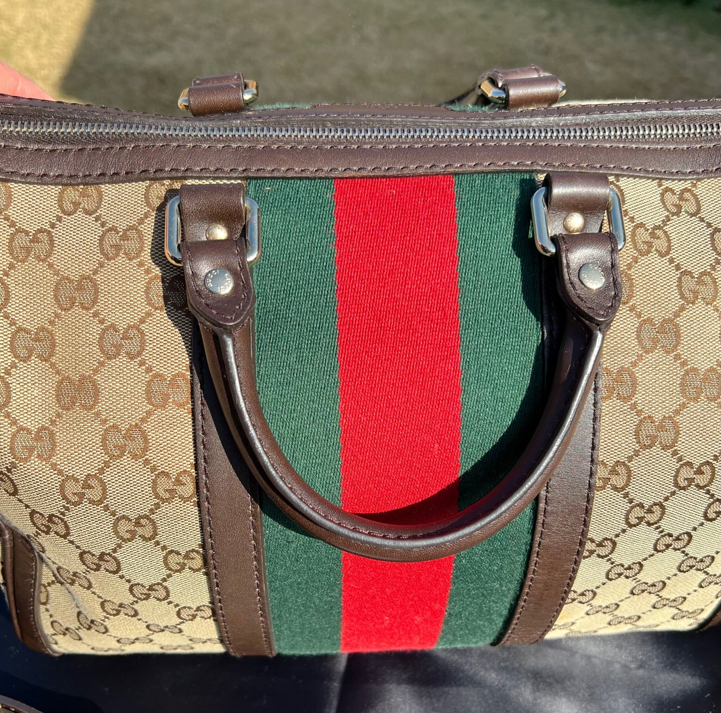 GG Vintage Web Medium Boston Dark Brown w/Strap