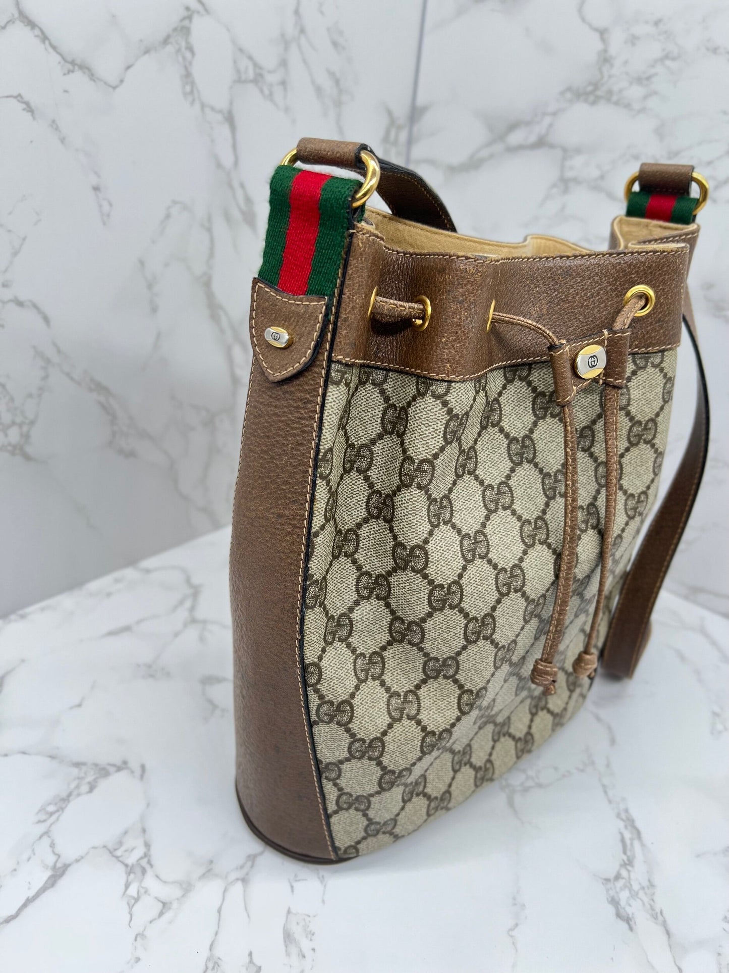 GG Vintage Ophidia Drawstring Bucket Bag