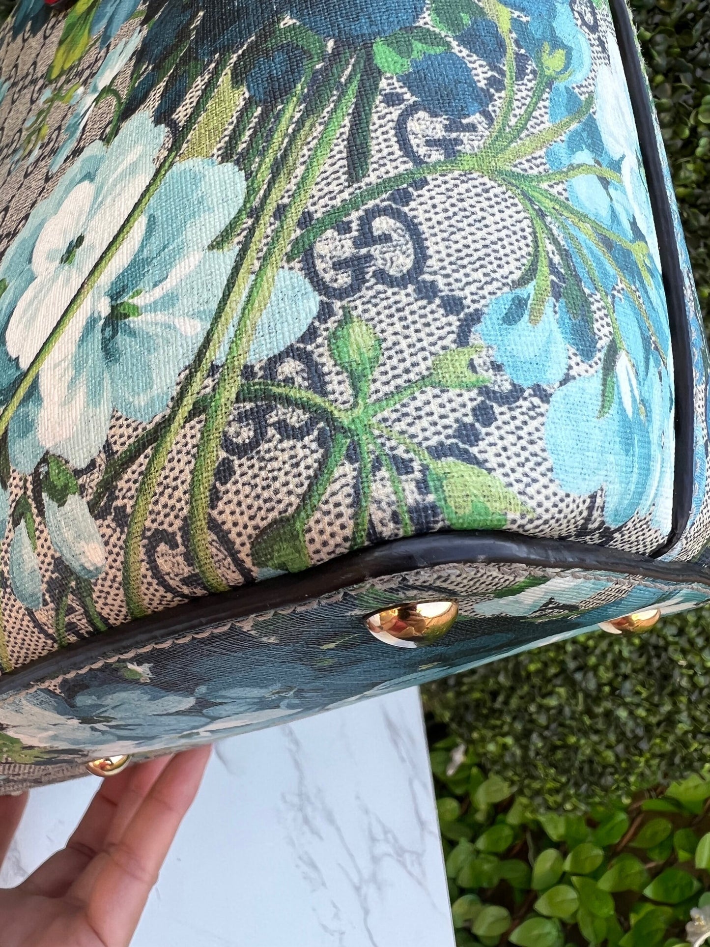 Authentic Preowned Gucci GG Supreme Coated Canvas Multicolor Blue Blooms Tote Bag