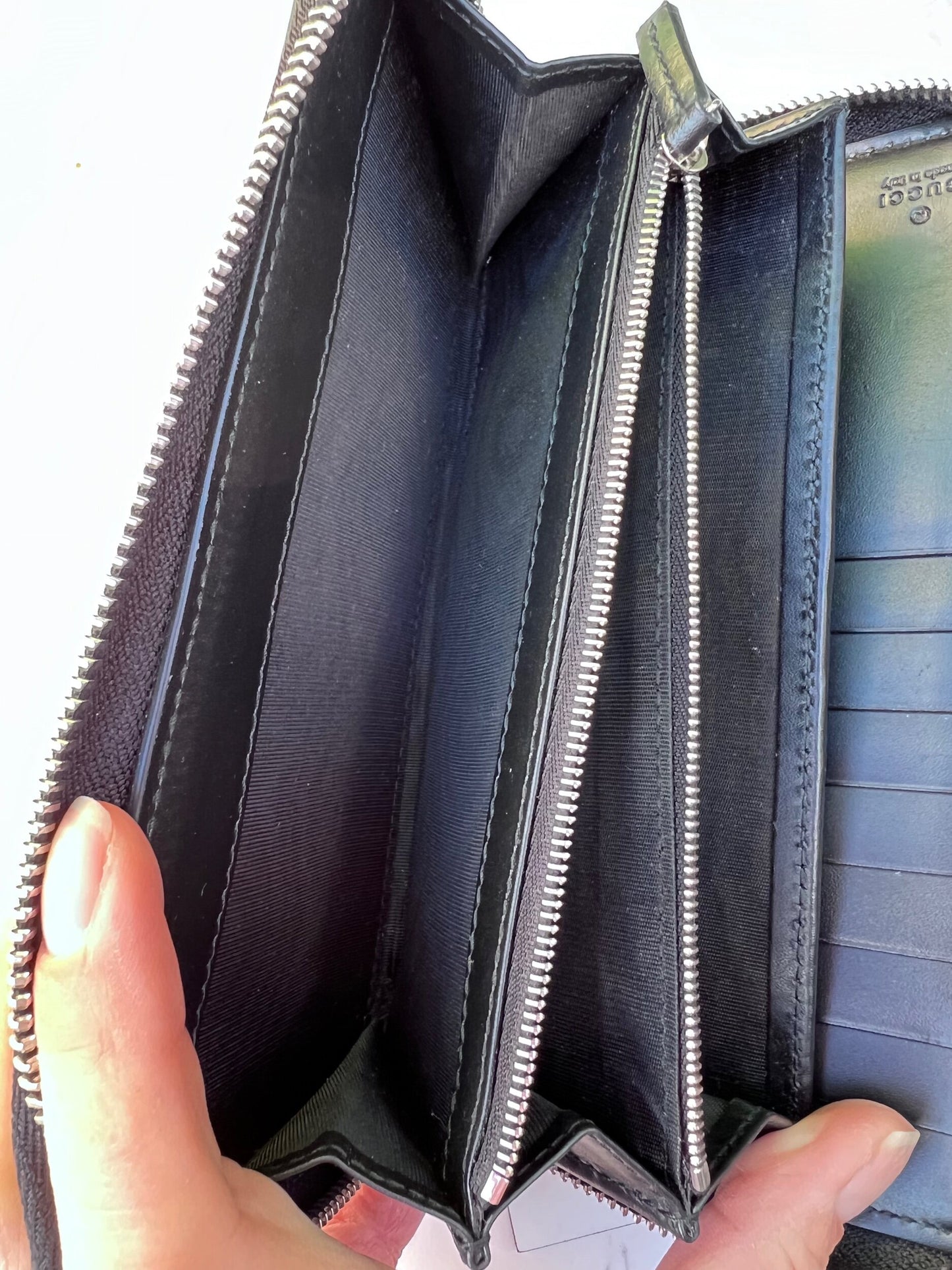 GG Web Zip Around Organizer Wallet Ssima Leather Black