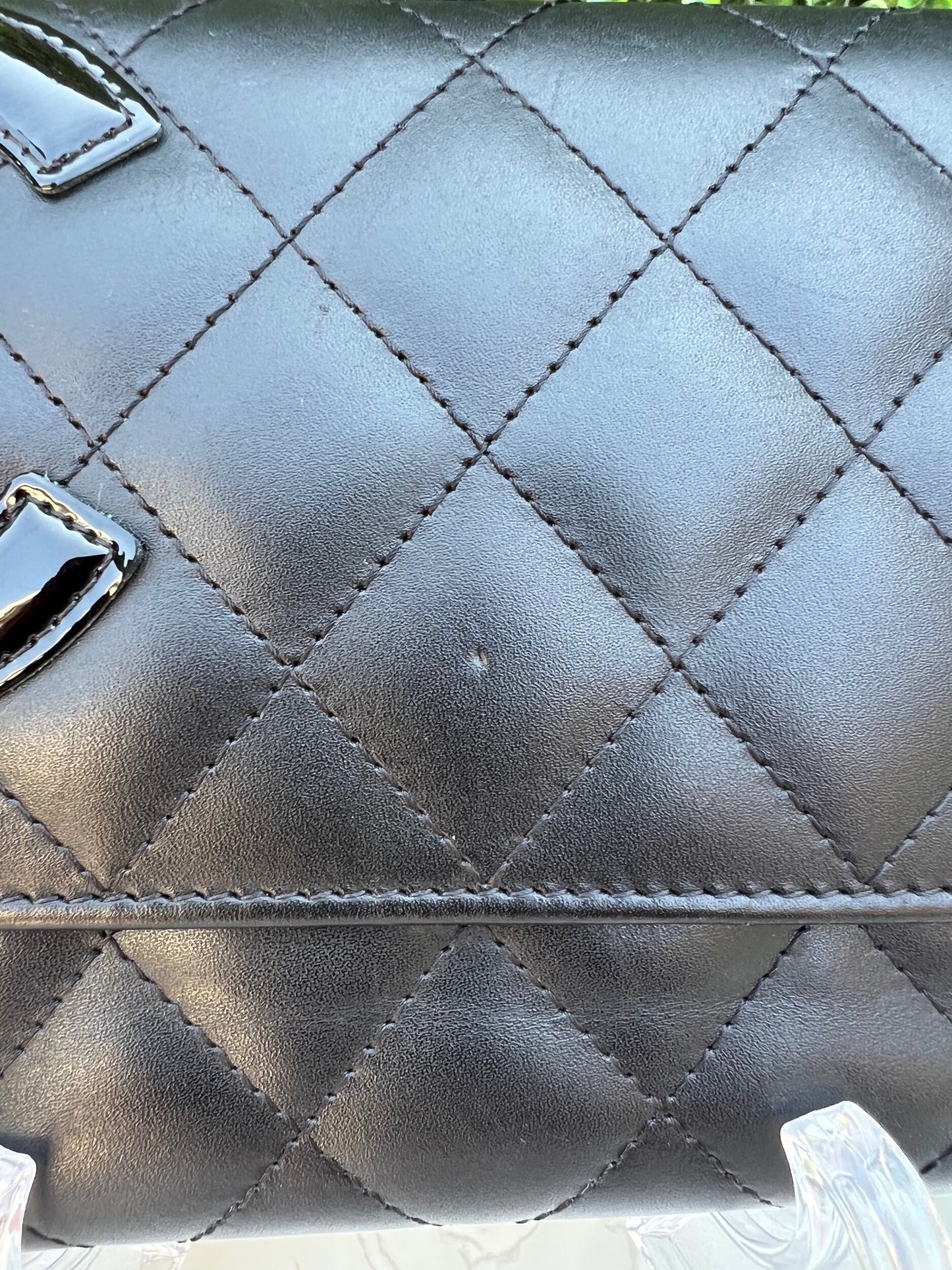 Authentic Preowned Chanel Calfskin Quilted Cambon Tri-Fold Clutch Wallet Black