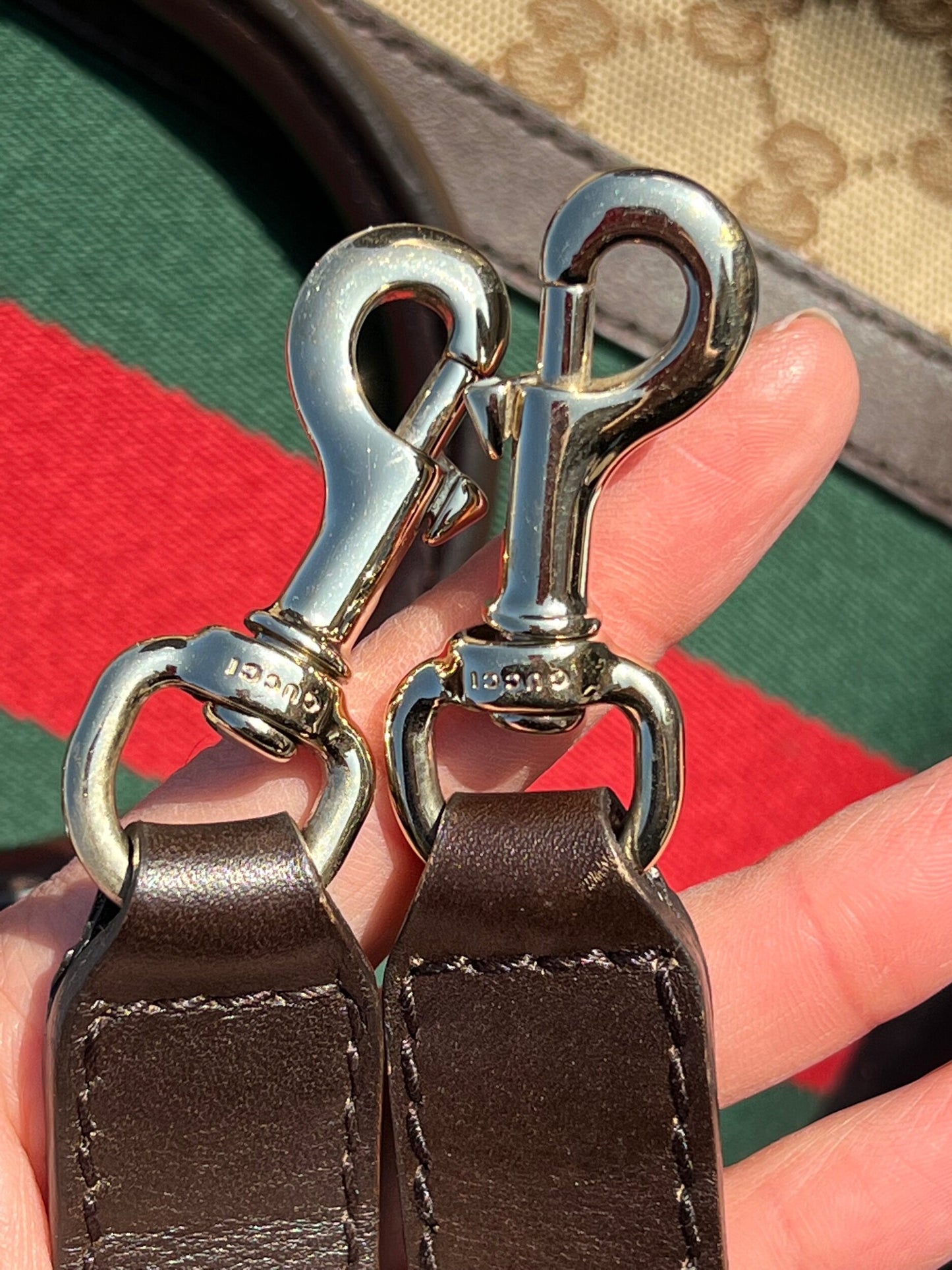 GG Vintage Web Medium Boston Dark Brown w/Strap