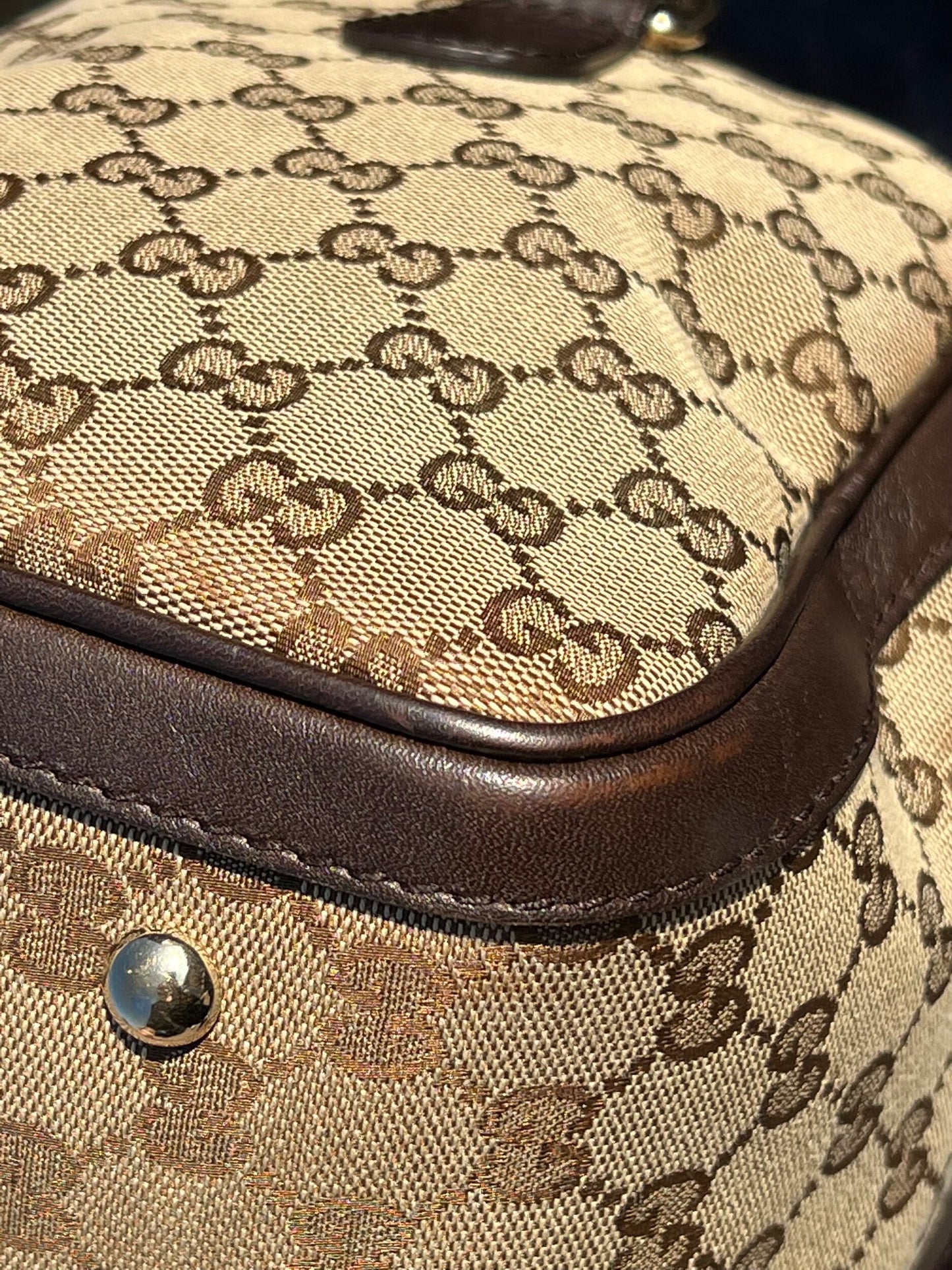 GG Vintage Web Medium Boston Dark Brown w/Strap