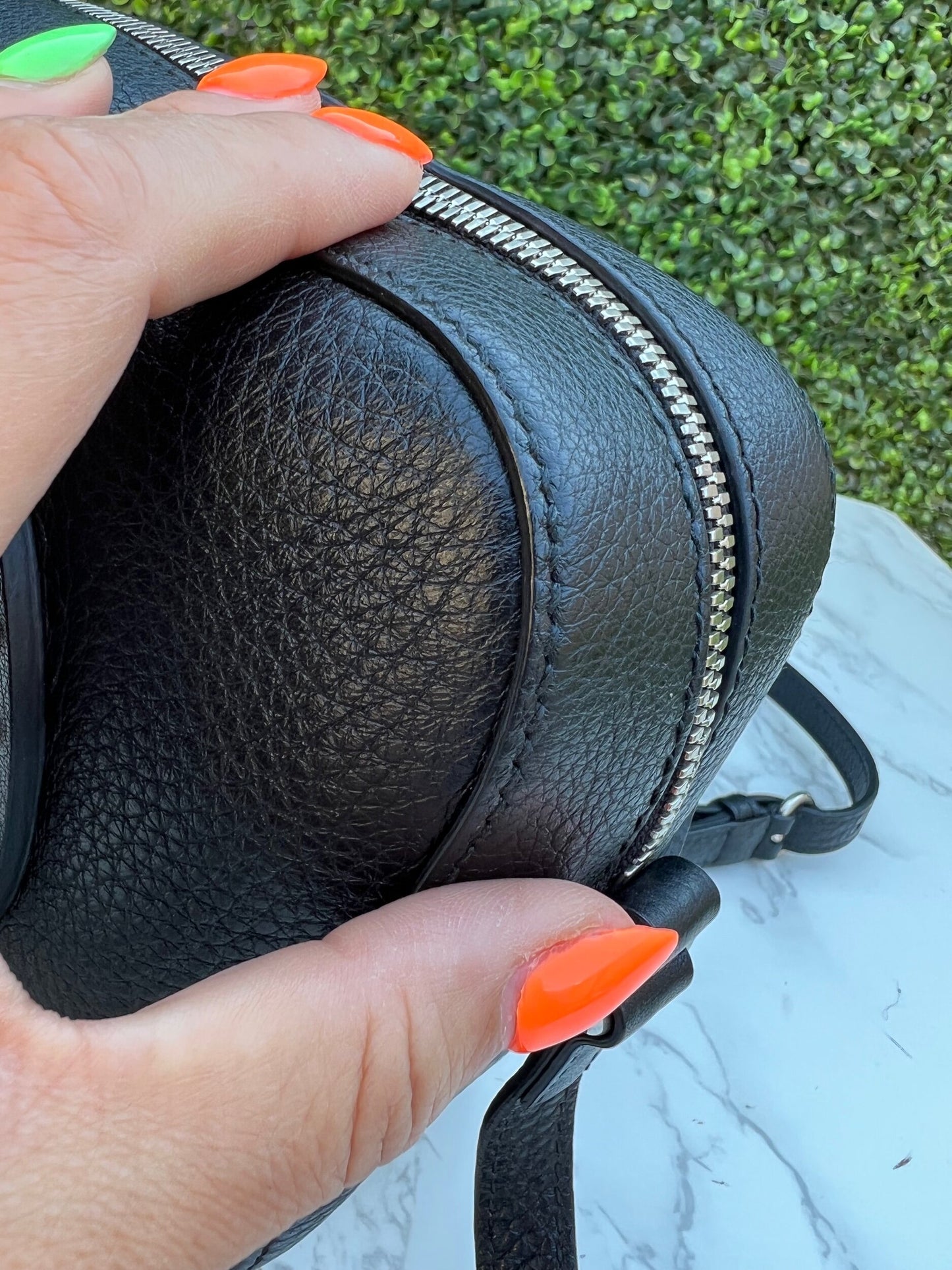 GG Black Pebbled Leather Studded Soho Disco Bag
