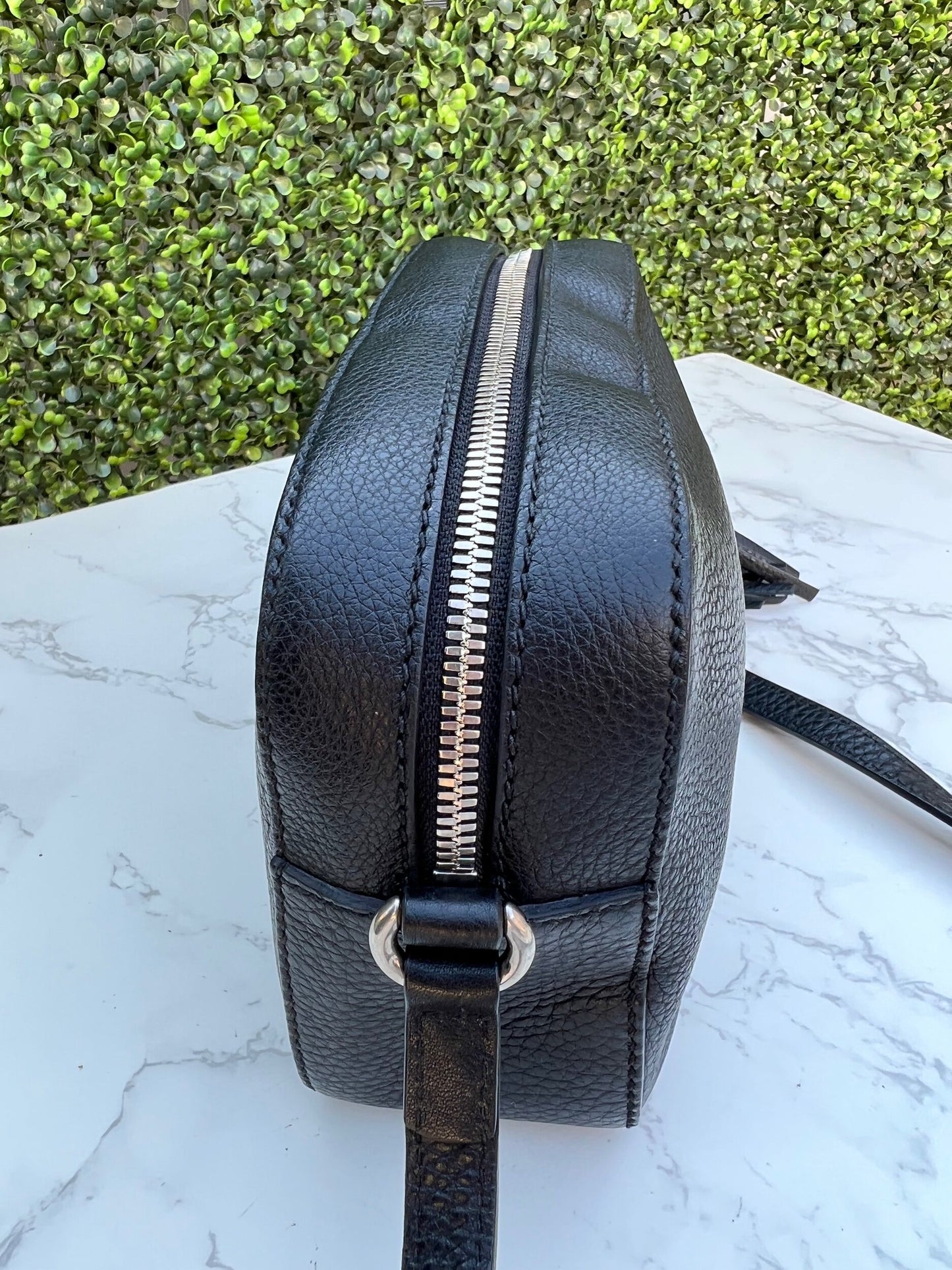 GG Black Pebbled Leather Studded Soho Disco Bag