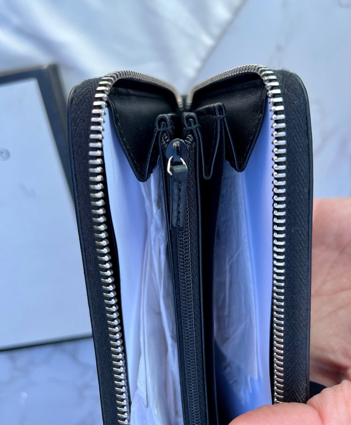 GG Web Zip Around Wallet Leather Black