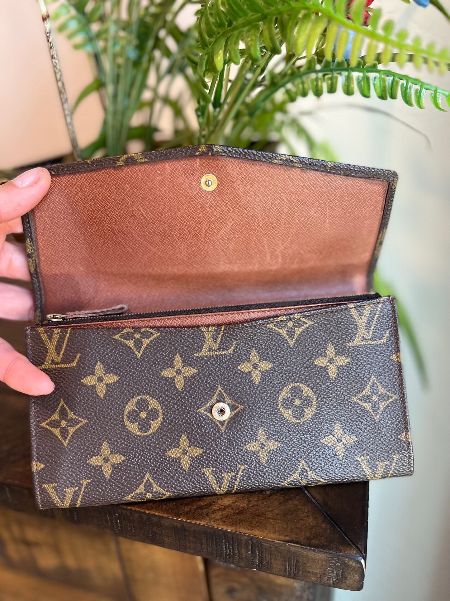 Vintage Envelope Flap Wallet Monogram
