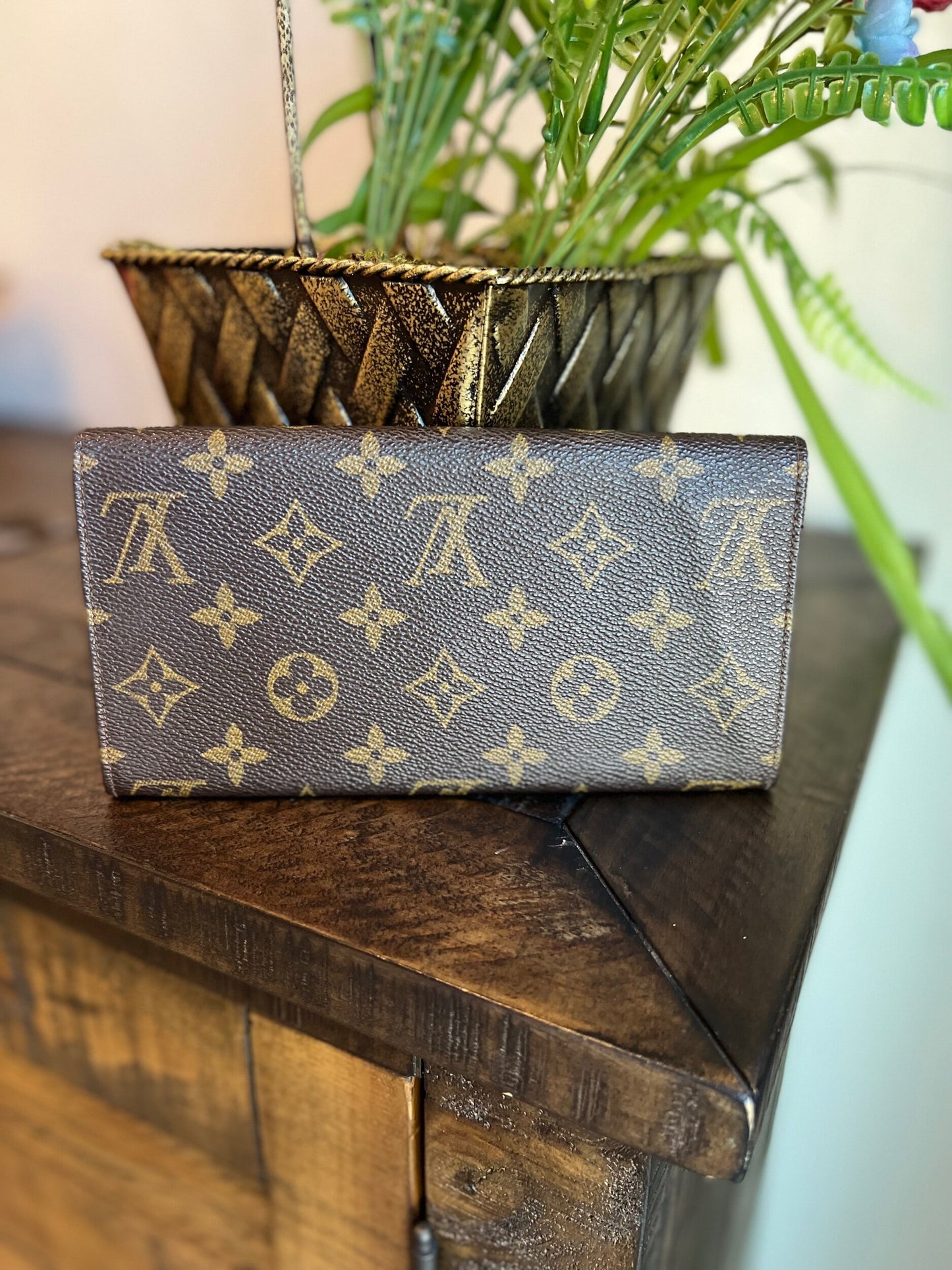 Vintage Envelope Flap Wallet Monogram