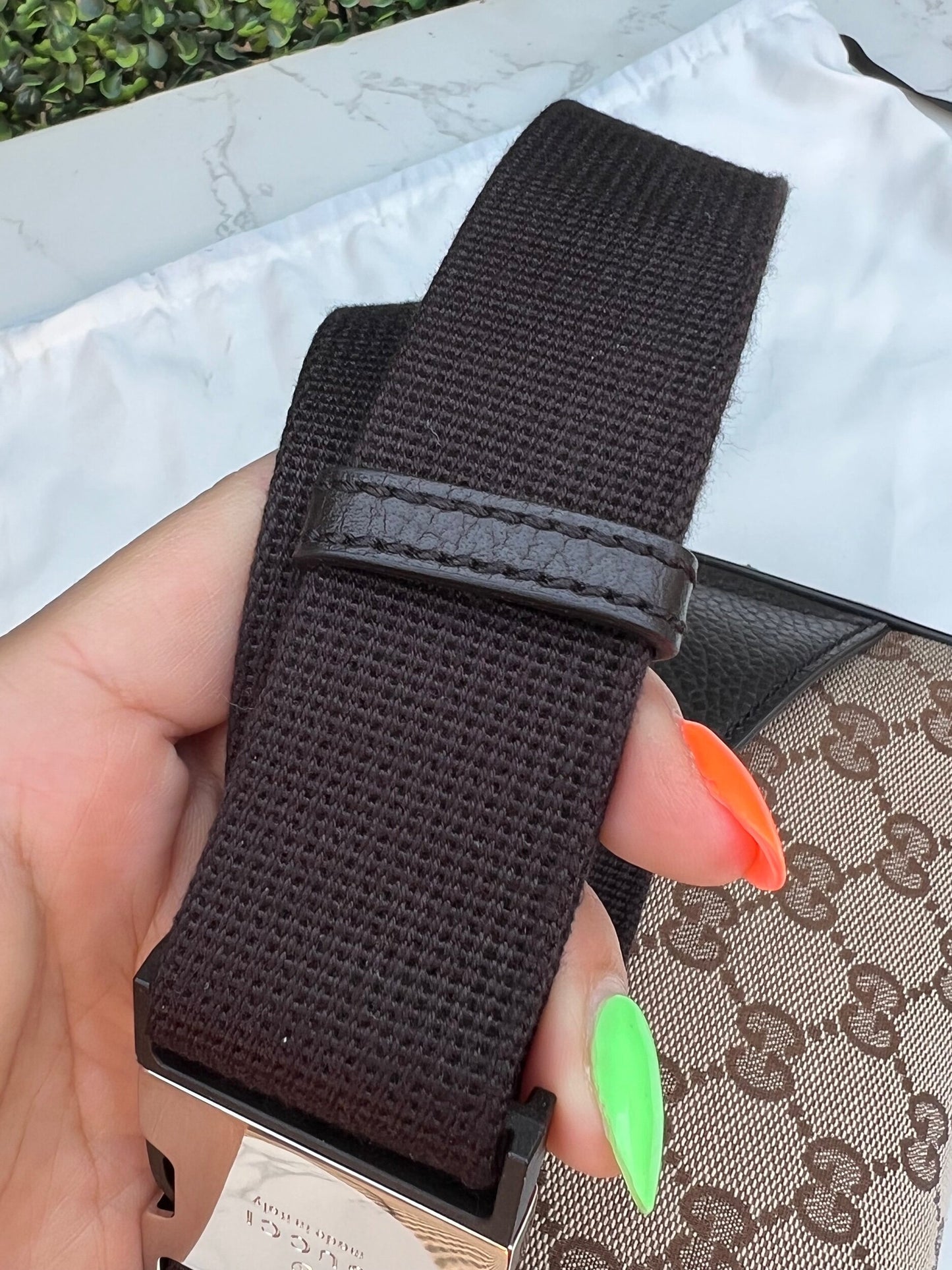 Authentic Preowned Gucci Canvas Monogram Belt Bag Dark Brown
