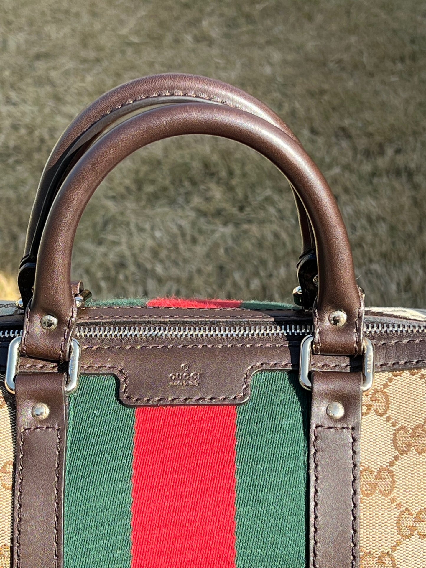 GG Vintage Web Medium Boston Dark Brown w/Strap