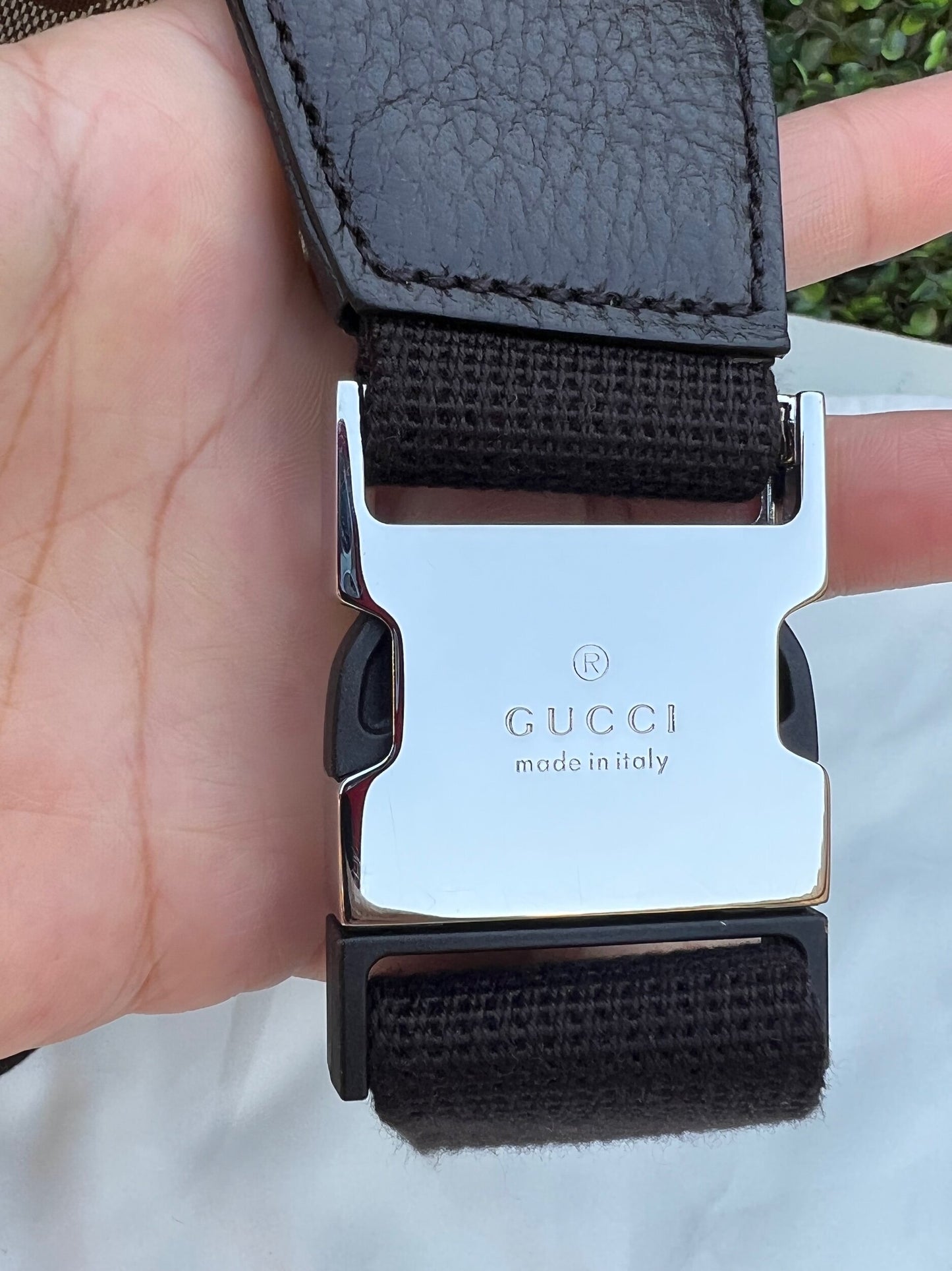 Authentic Preowned Gucci Canvas Monogram Belt Bag Dark Brown