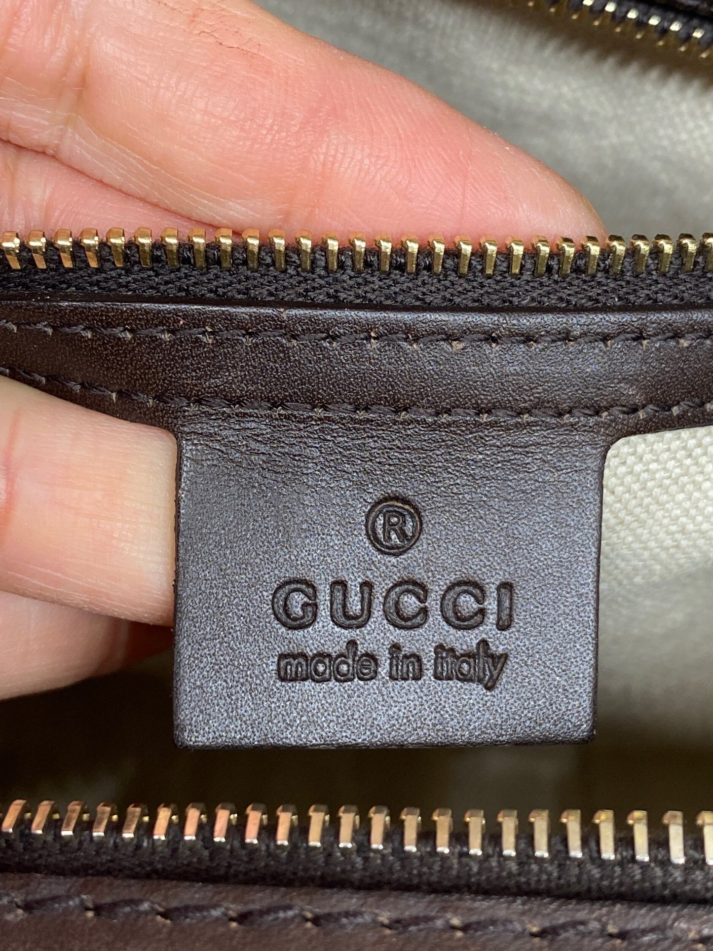 Gucci Boston Bag Medium Beige Red/Green Trim
