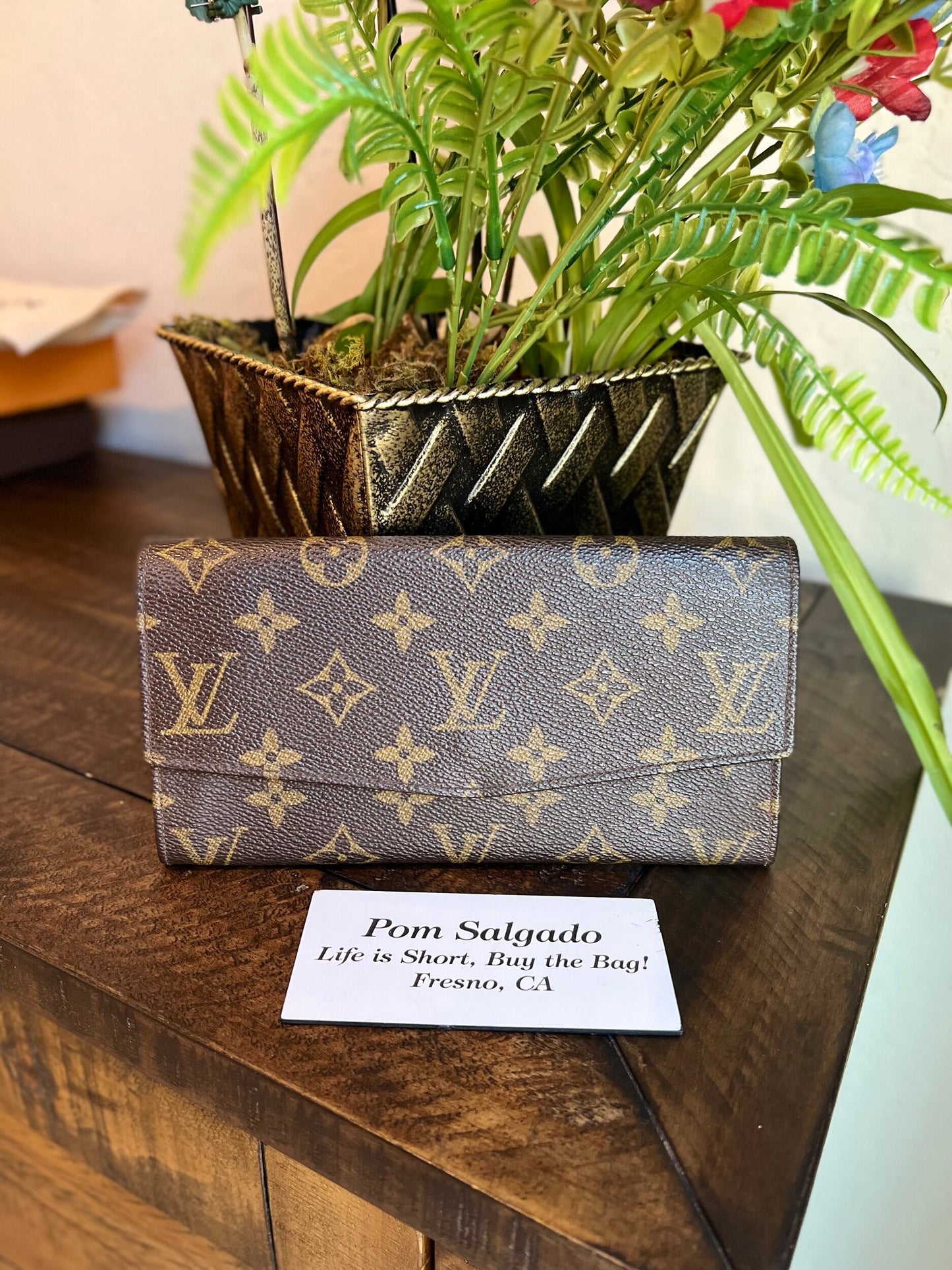 Vintage Envelope Flap Wallet Monogram