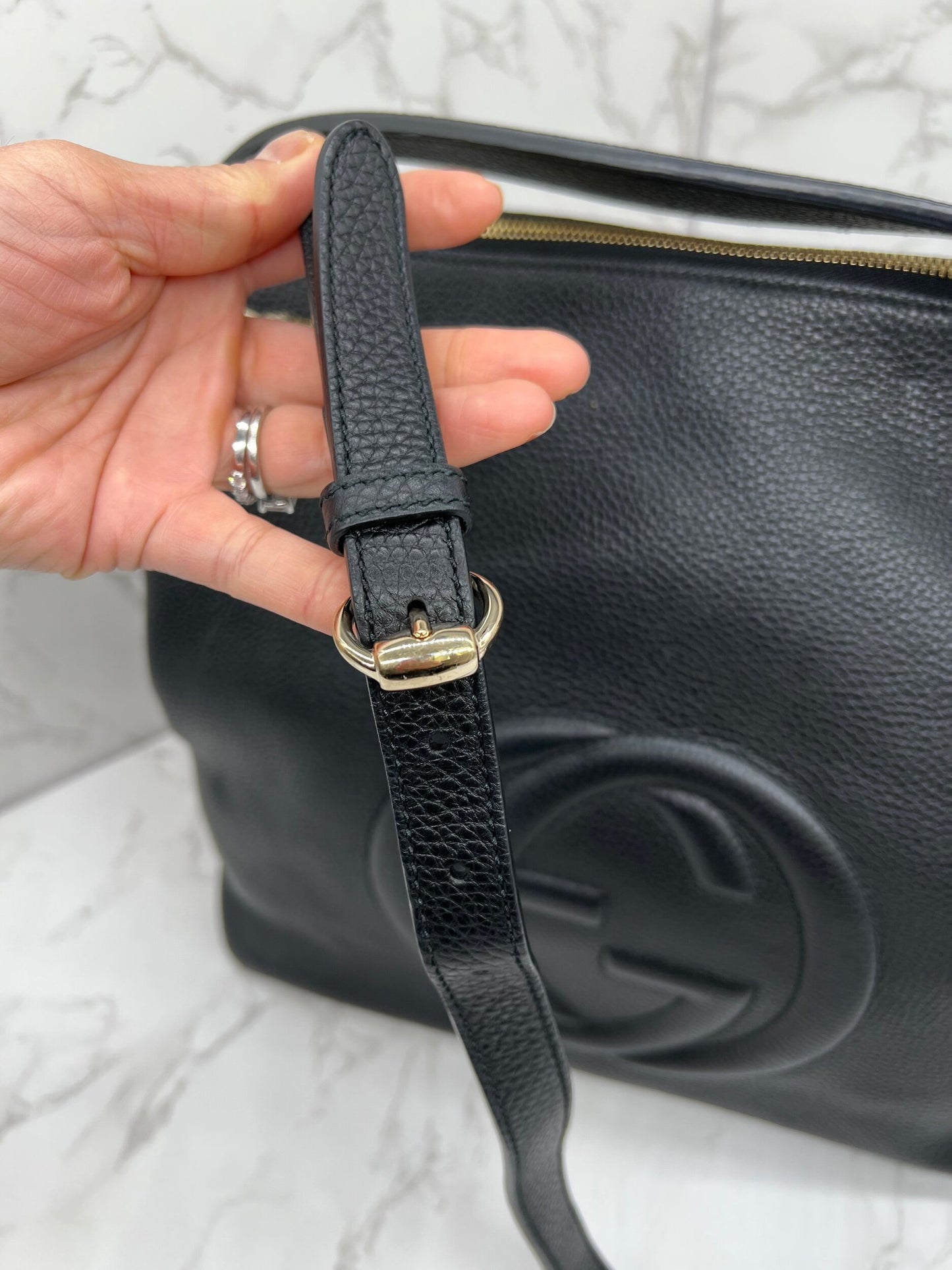 GG Pebbled Leather Soho Hobo Bag Red