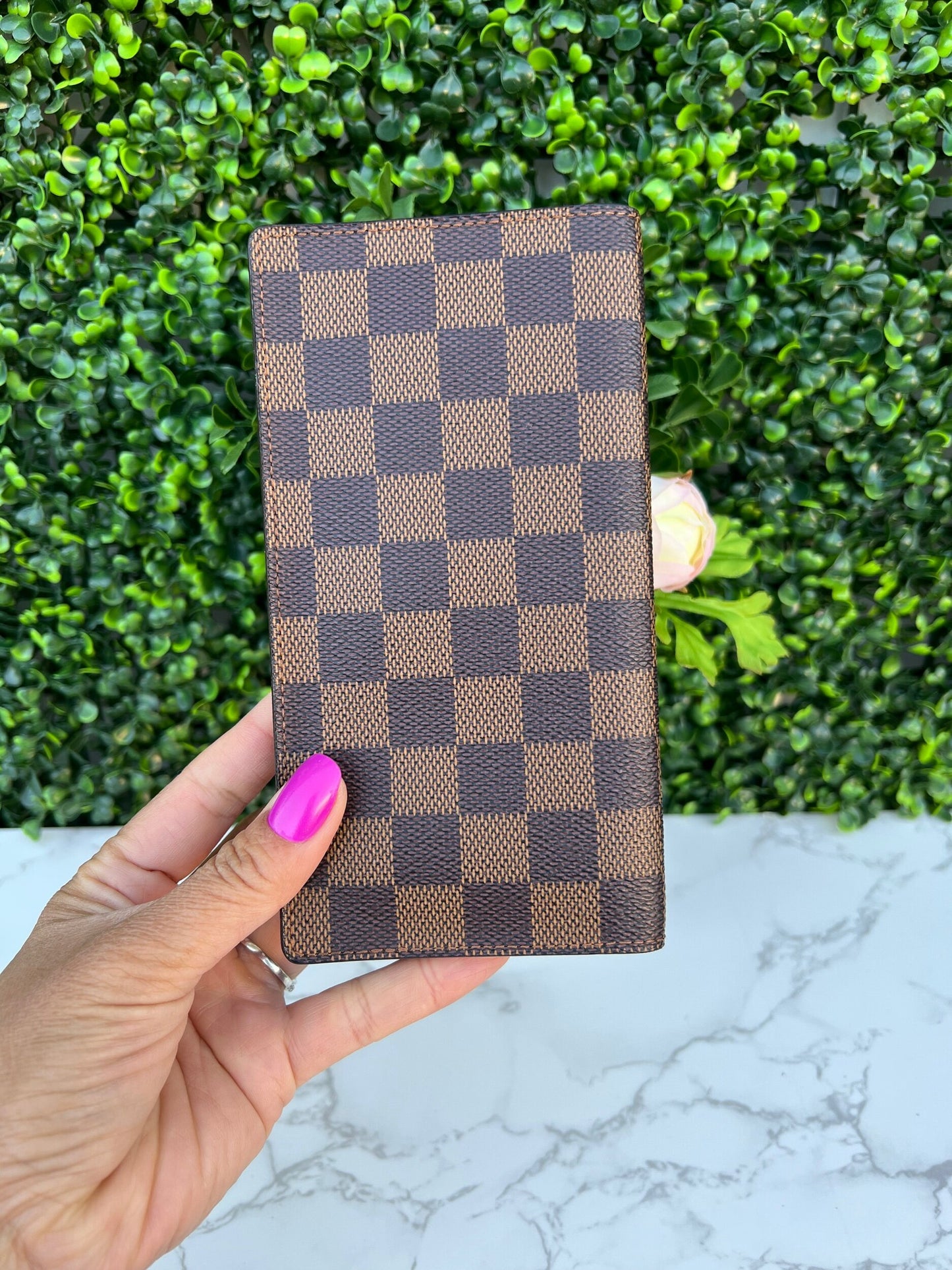 Damier Ebene Checkbook Credit Card and Currency Wallet