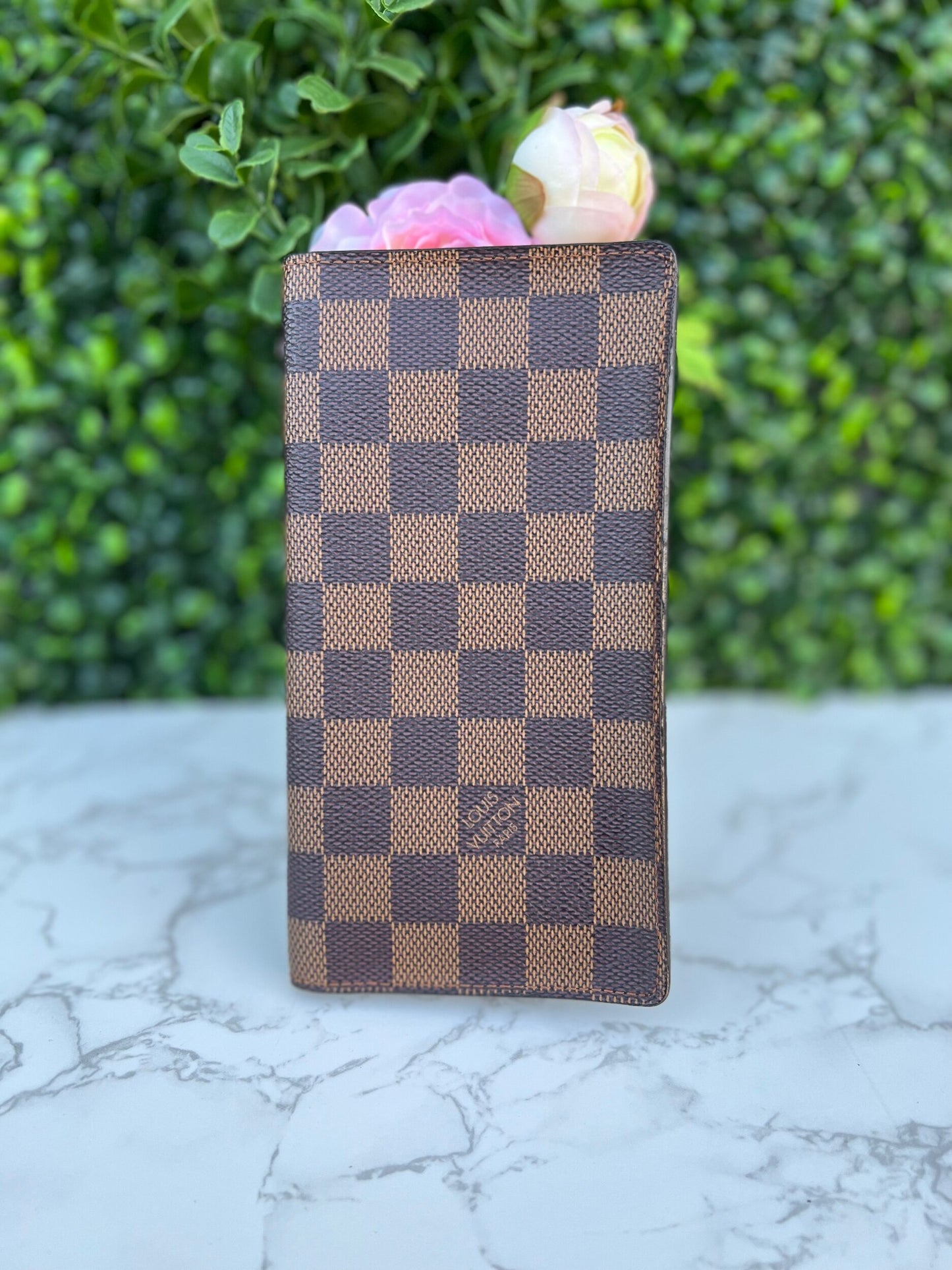 Damier Ebene Checkbook Credit Card and Currency Wallet