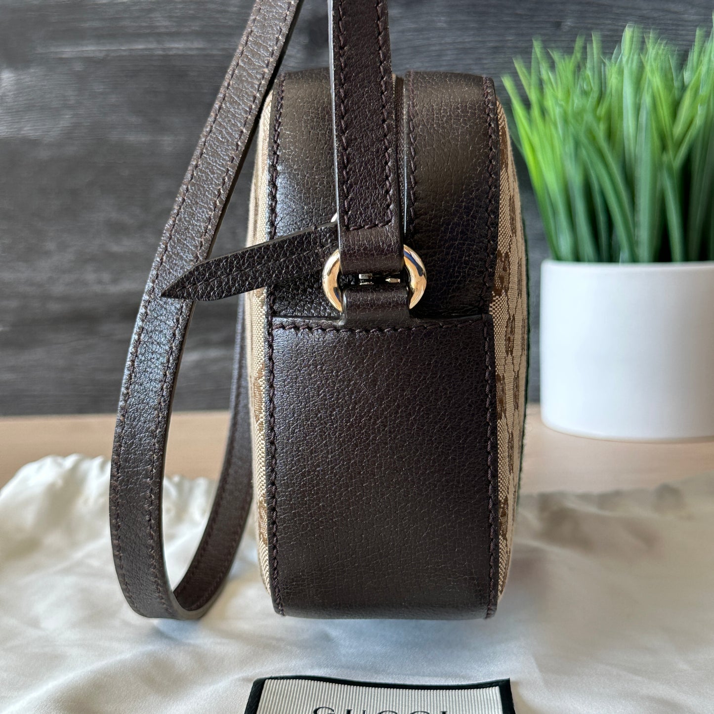 Authentic Preowned GG Vintage Web Webby Bee Shoulder Bag in Dark Brown