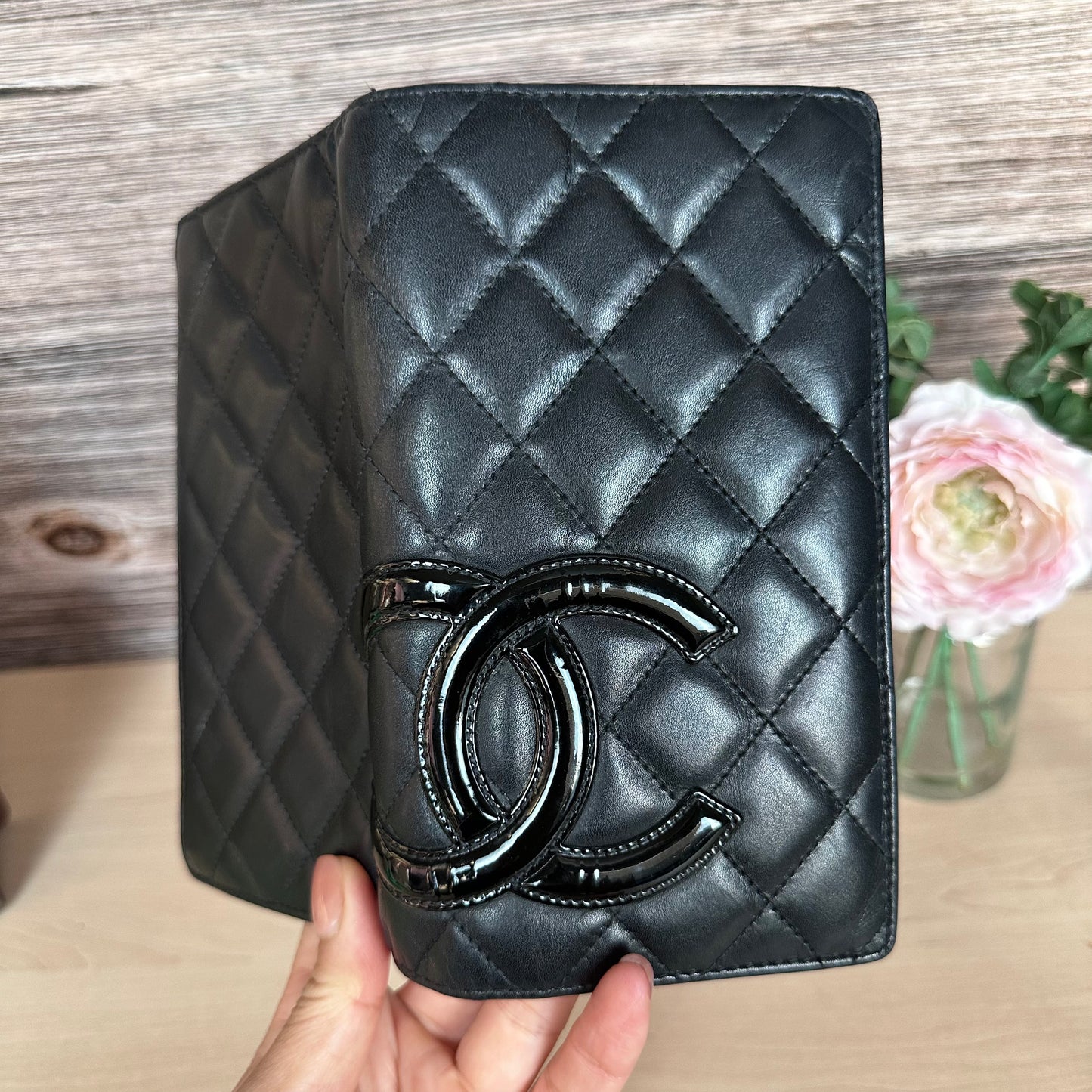 Chanel Black Cambon Ligne Bifold Long Wallet