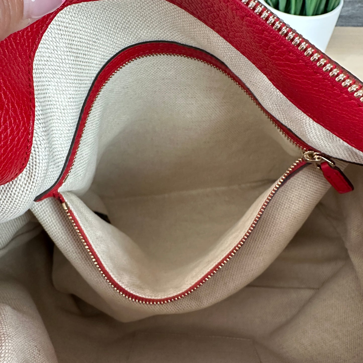 Authentic Preowned Red Soho Convertible Hobo Leather Bag