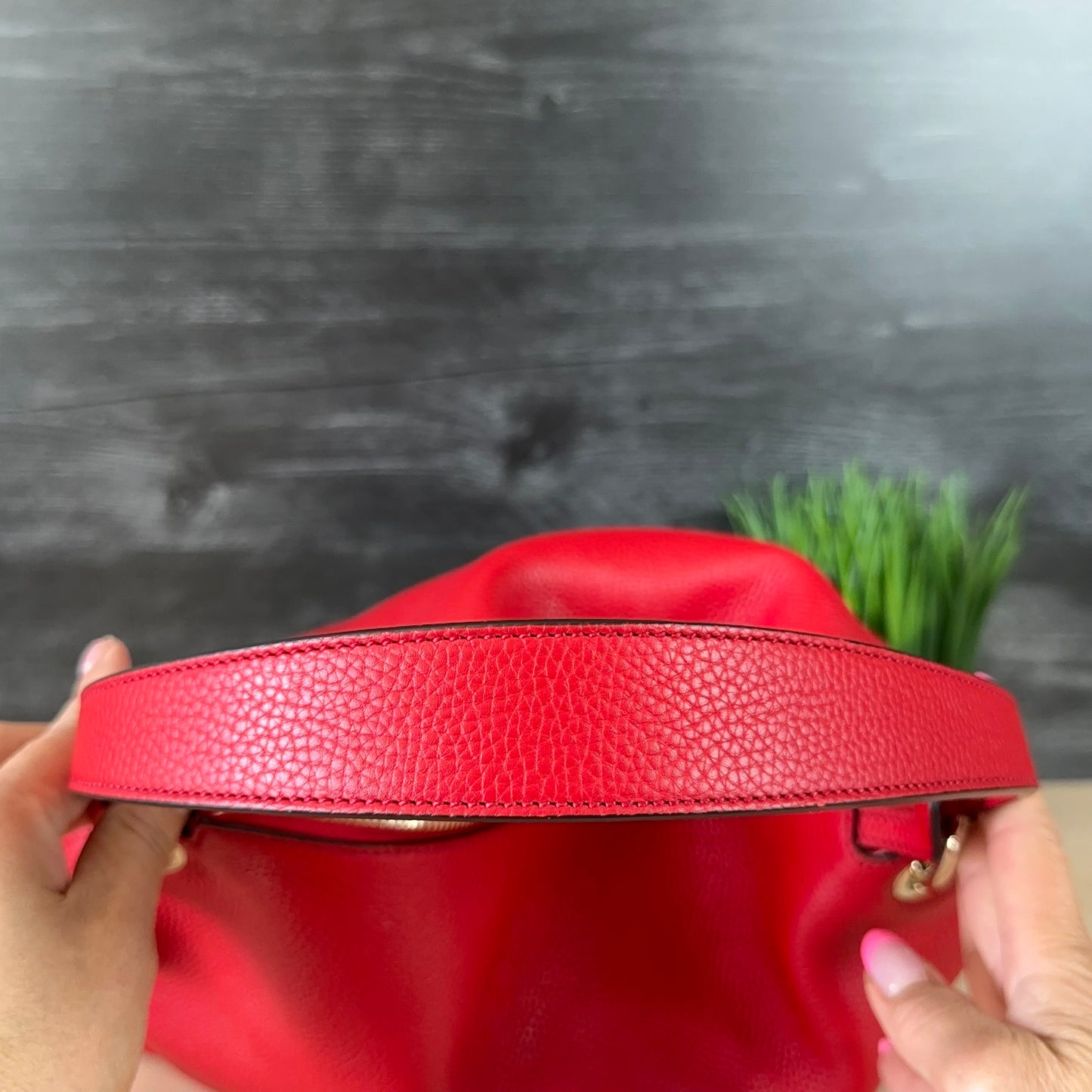 Authentic Preowned Red Soho Convertible Hobo Leather Bag
