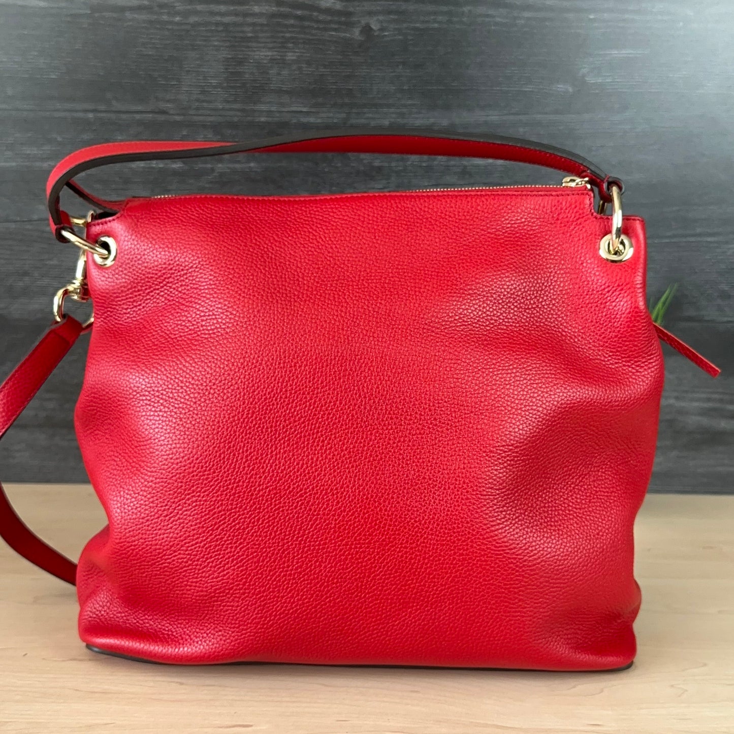 Authentic Preowned Red Soho Convertible Hobo Leather Bag