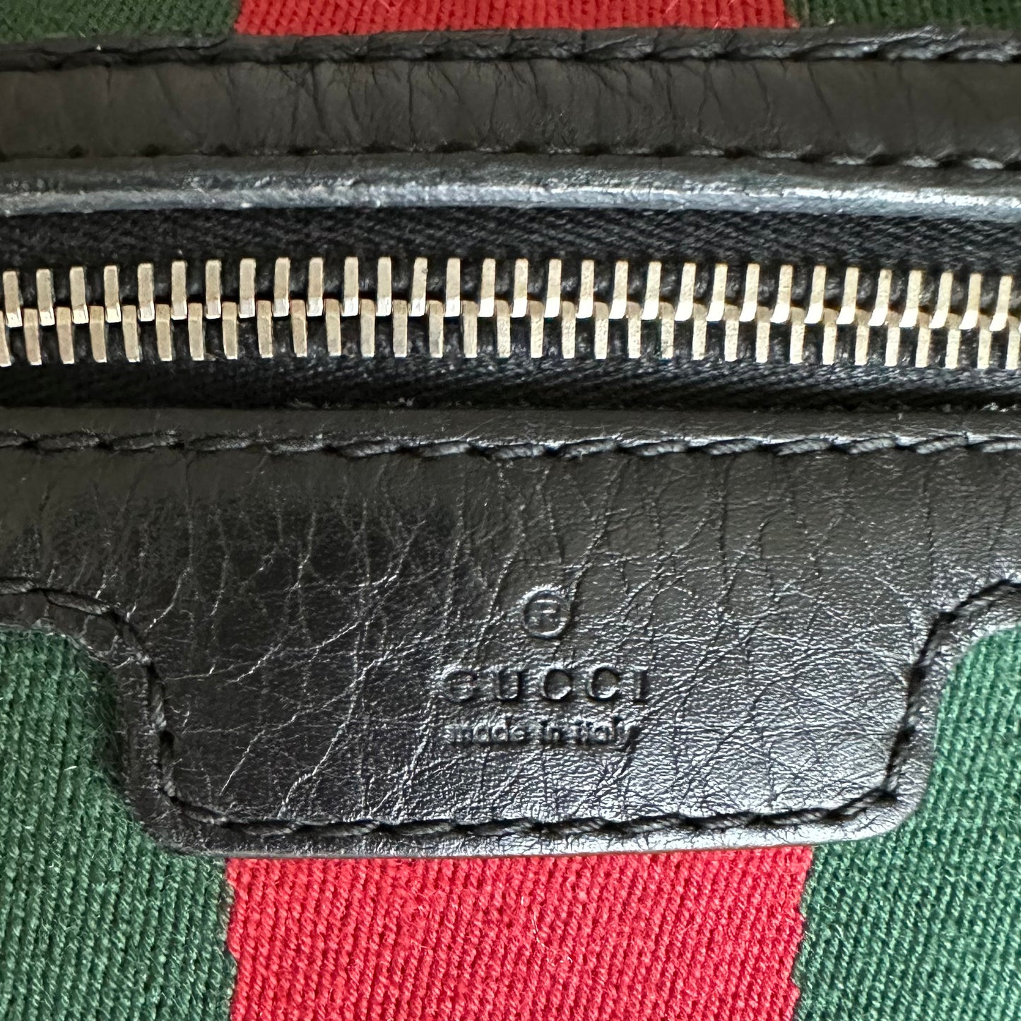 Vintage Web boston bag in black Leather