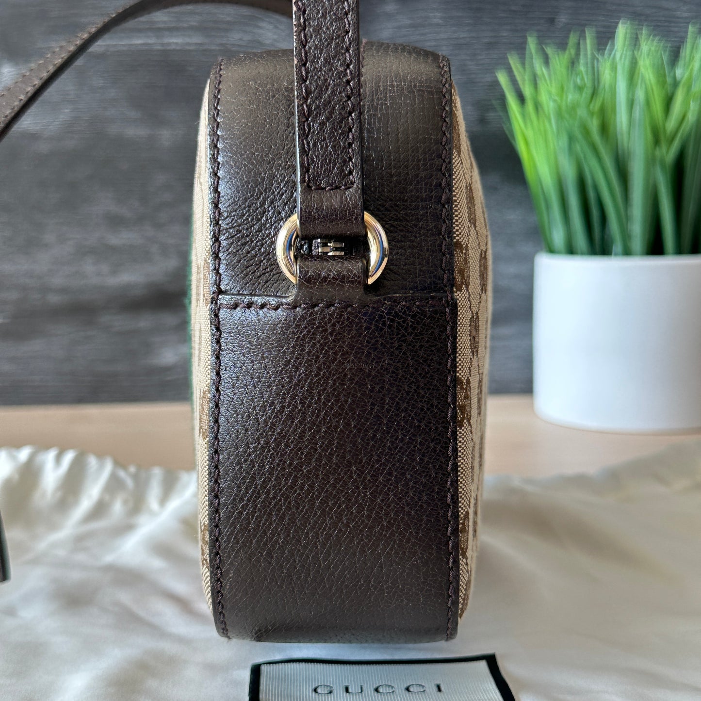 Authentic Preowned GG Vintage Web Webby Bee Shoulder Bag in Dark Brown