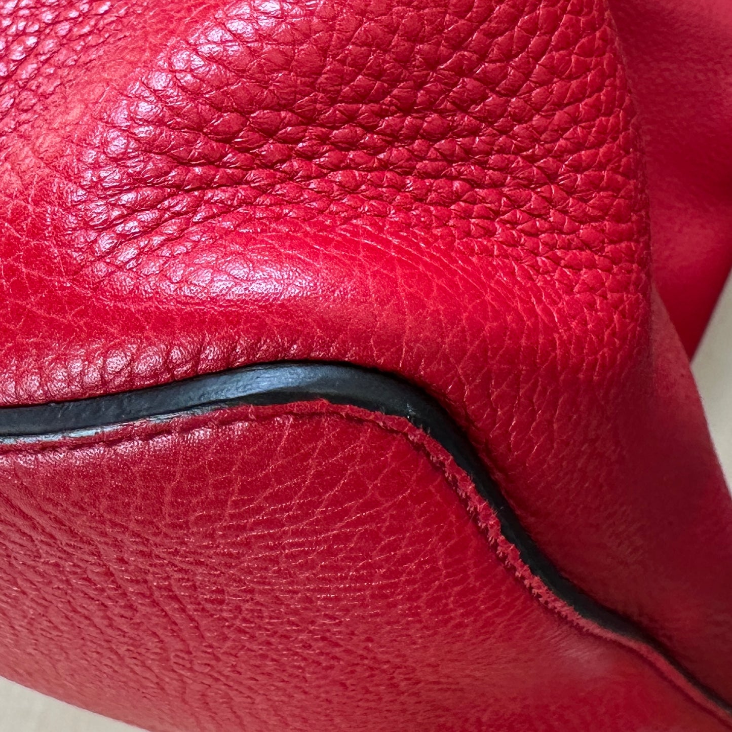 Authentic Preowned Red Soho Convertible Hobo Leather Bag