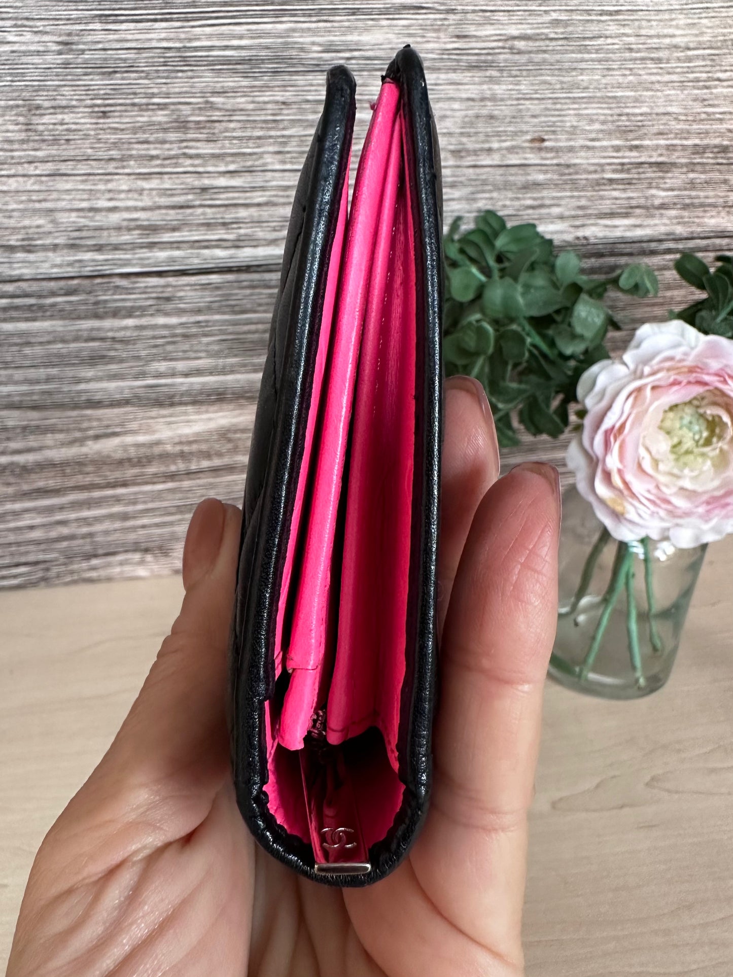 Chanel Black Cambon Ligne Bifold Long Wallet