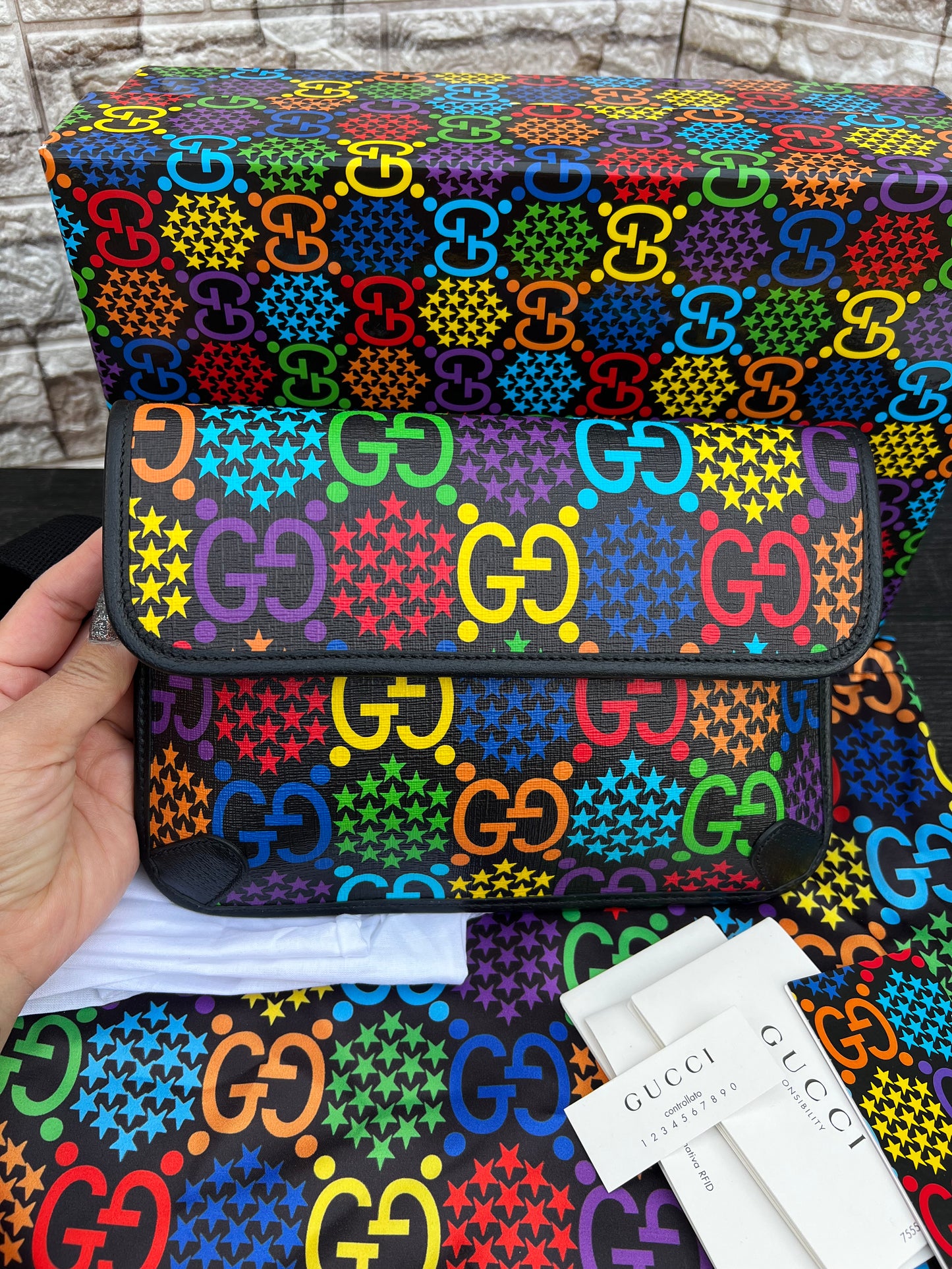 GG Supreme Coated Canvas Psychedelic Belt Bag