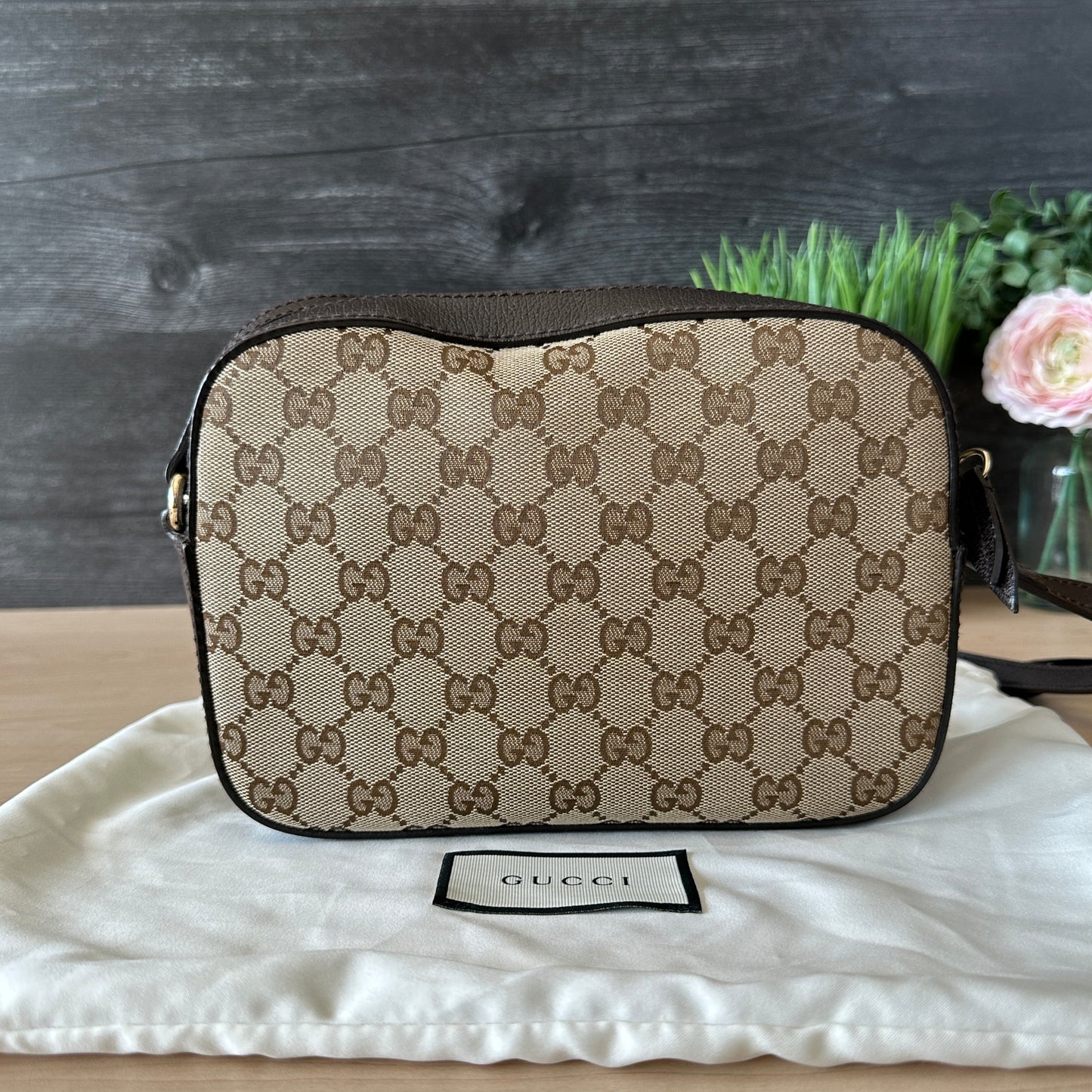 Authentic Preowned GG Vintage Web Webby Bee Shoulder Bag in Dark Brown