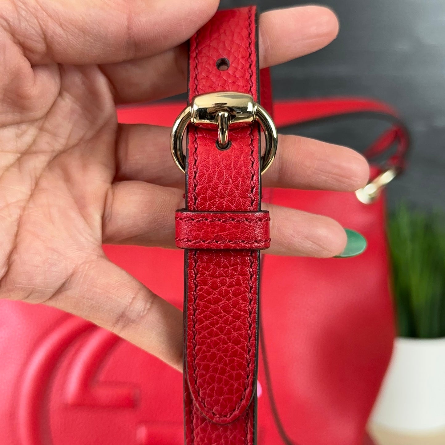 Authentic Preowned Red Soho Convertible Hobo Leather Bag