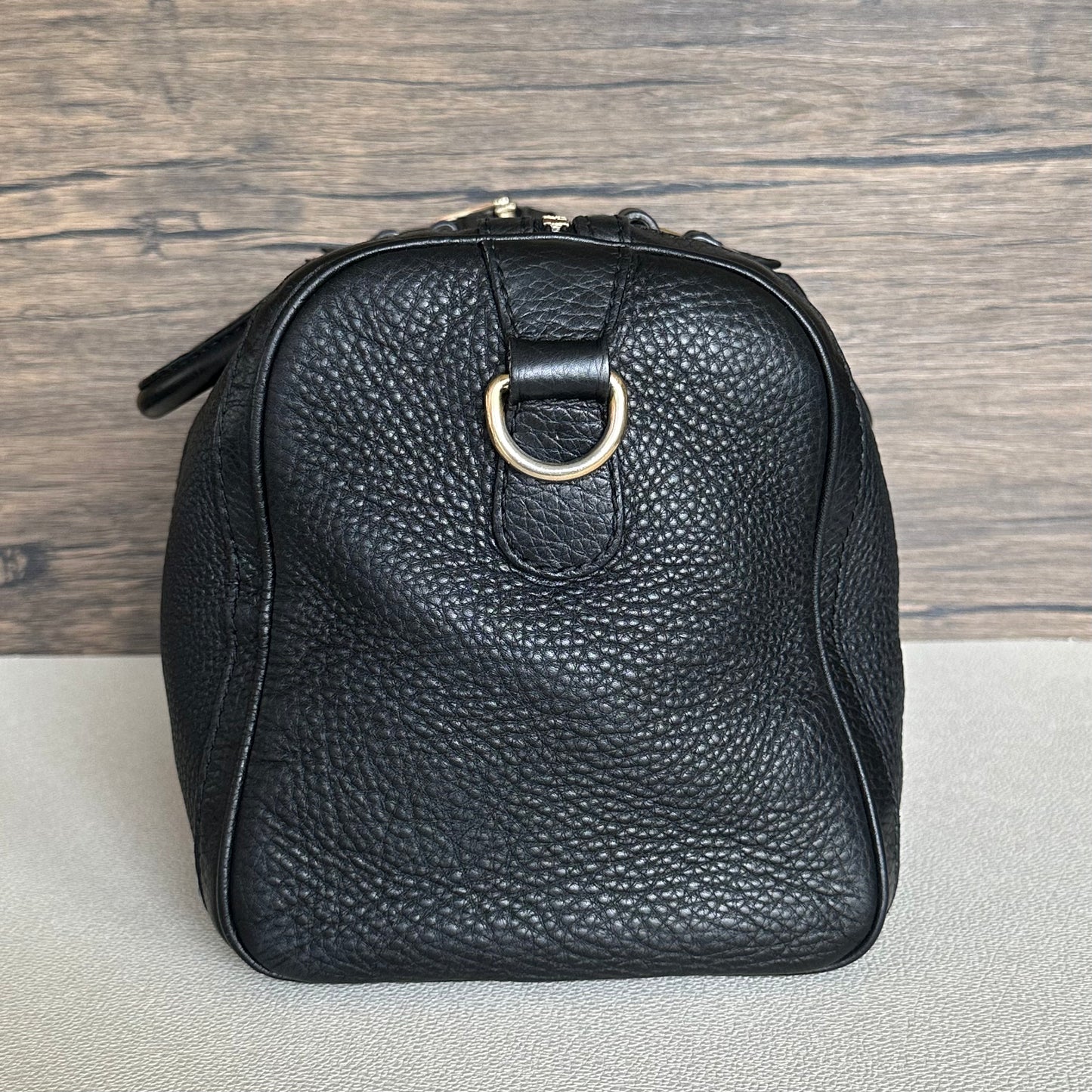 Vintage Web boston bag in black Leather