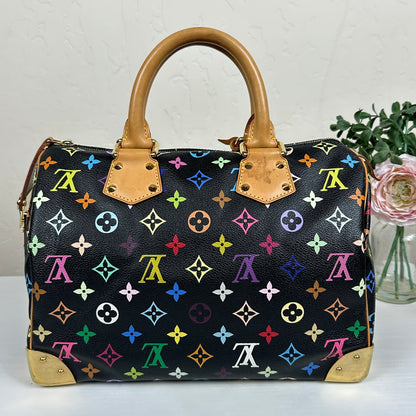 Louis Vuitton Limited Edition Murakami Speedy 30 Black Multicolor