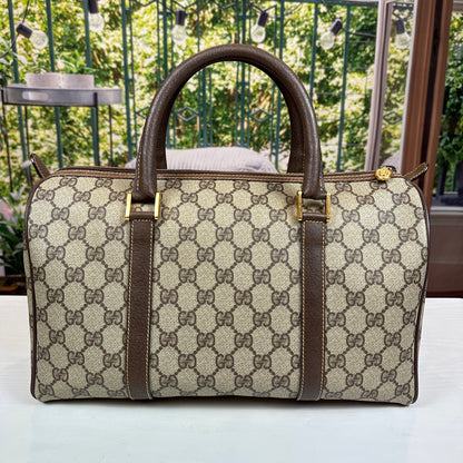 Gucci Vintage GG Coated Canvas Boston Bag Brown