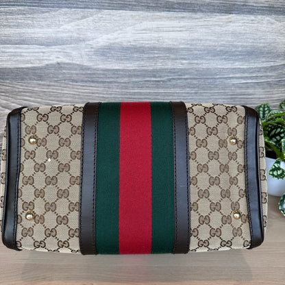 Gucci Original GG Boston Vintage Web Dark Brown