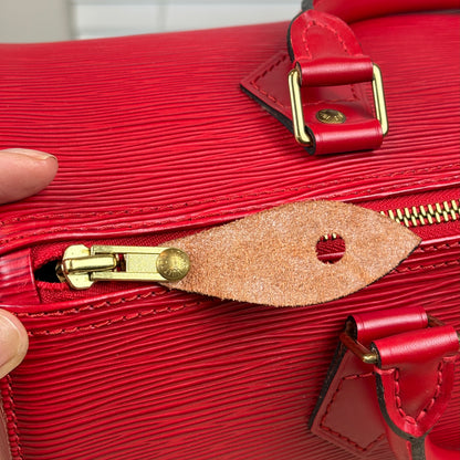 Louis Vuitton Red Epi Speedy 30 with Free Wallet