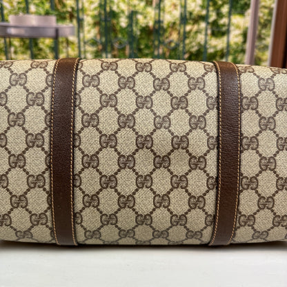 Gucci Vintage GG Coated Canvas Boston Bag Brown