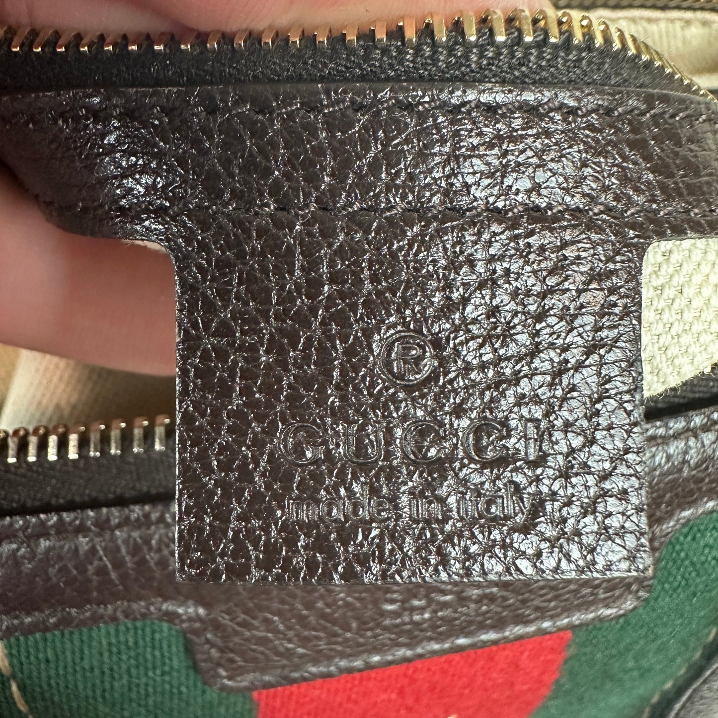 Gucci Vintage Bee Web Boston Bag Dark Brown