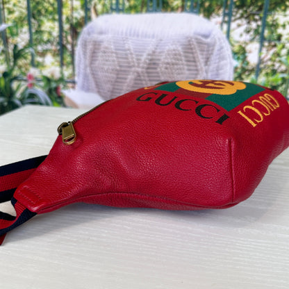 Gucci Red GG Logo Print Belt Bag