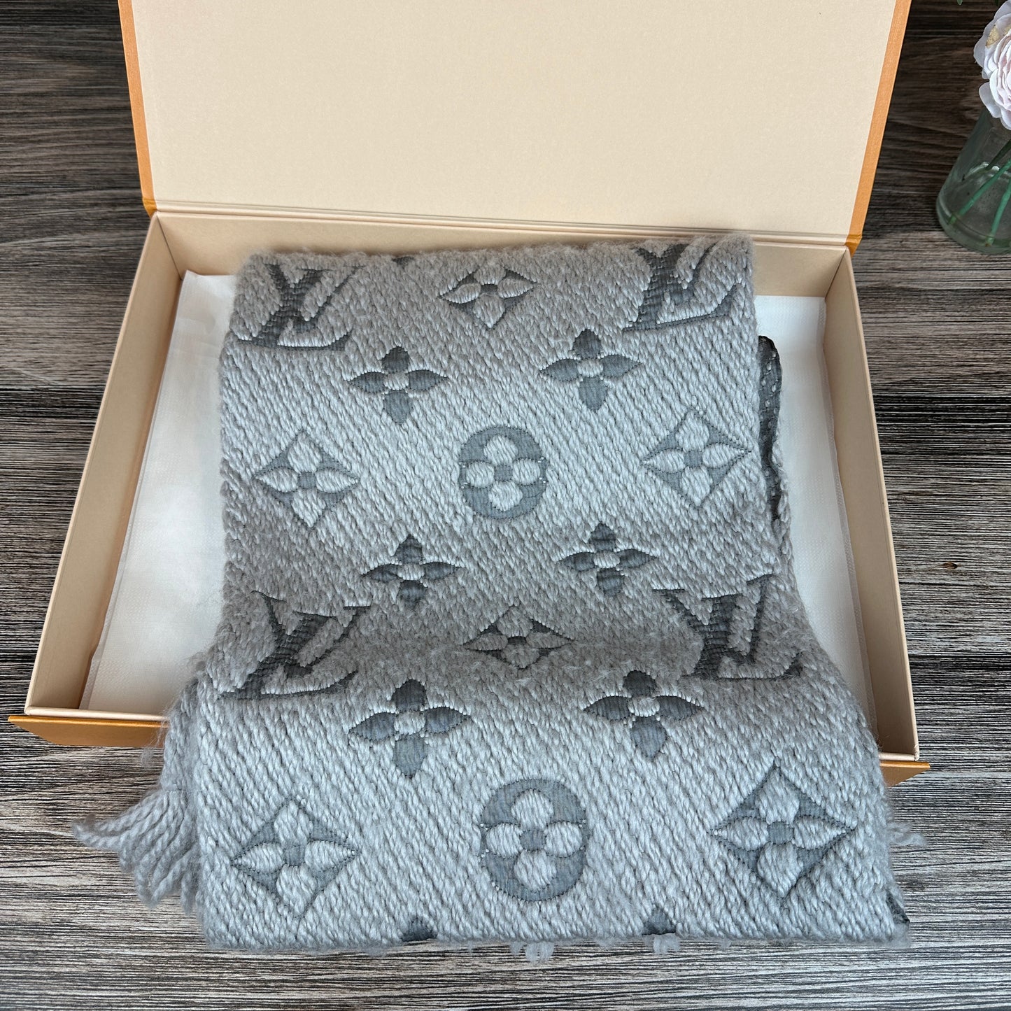 Louis Vuitton Logomania Scarf Pearl Grey